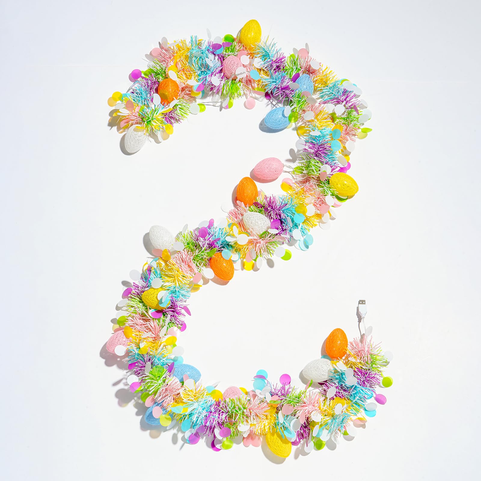 Larber 13 ft Easter egg garland with 20 LED lights multicolor eggs
