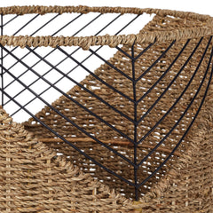 Stone &amp; Beam round seagrass storage basket set small