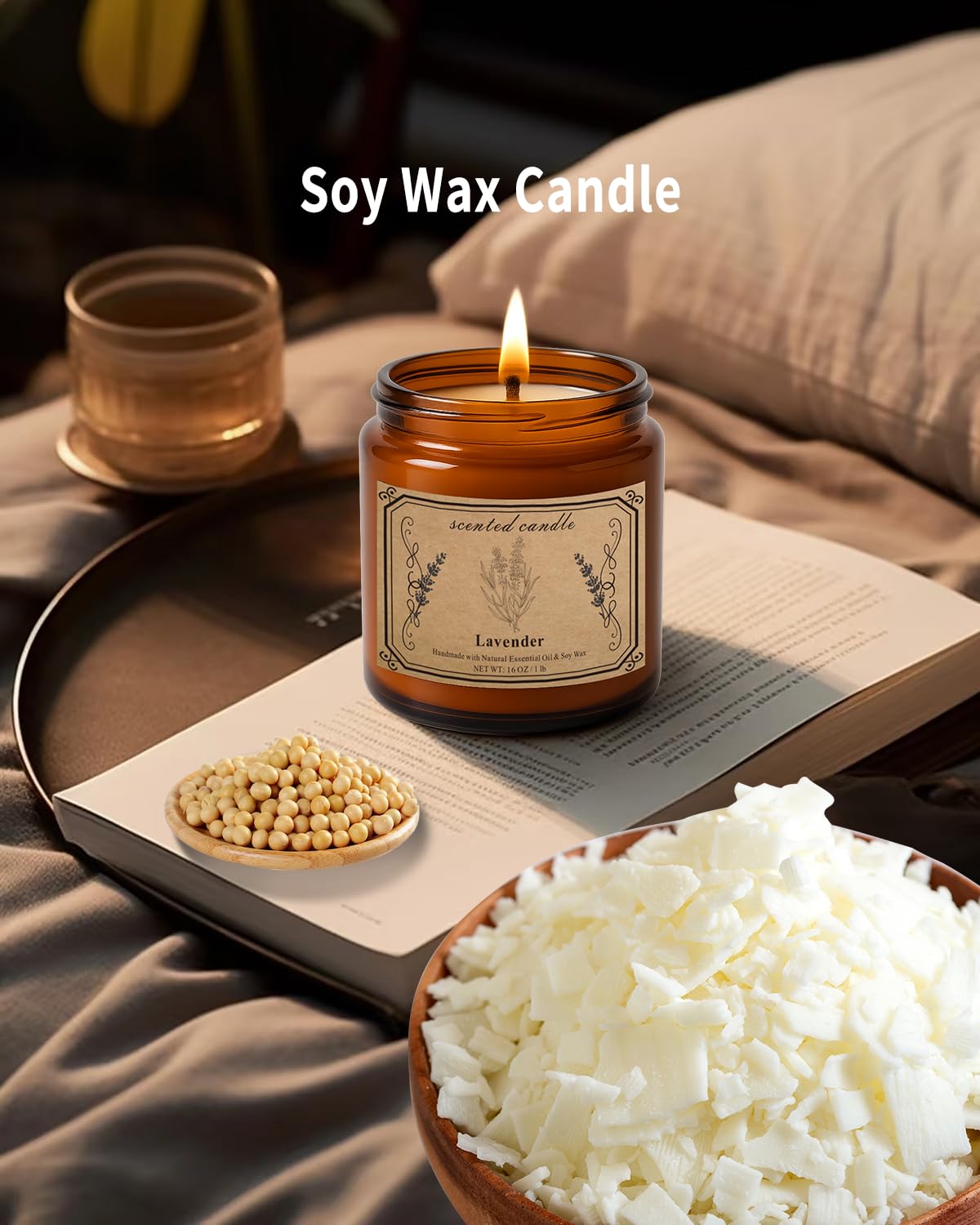 100 hour burn lavender candle with lead-free wick