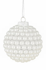 Large 3.5 inch pearl Christmas ornament with half back pearls on clear acrylic ball