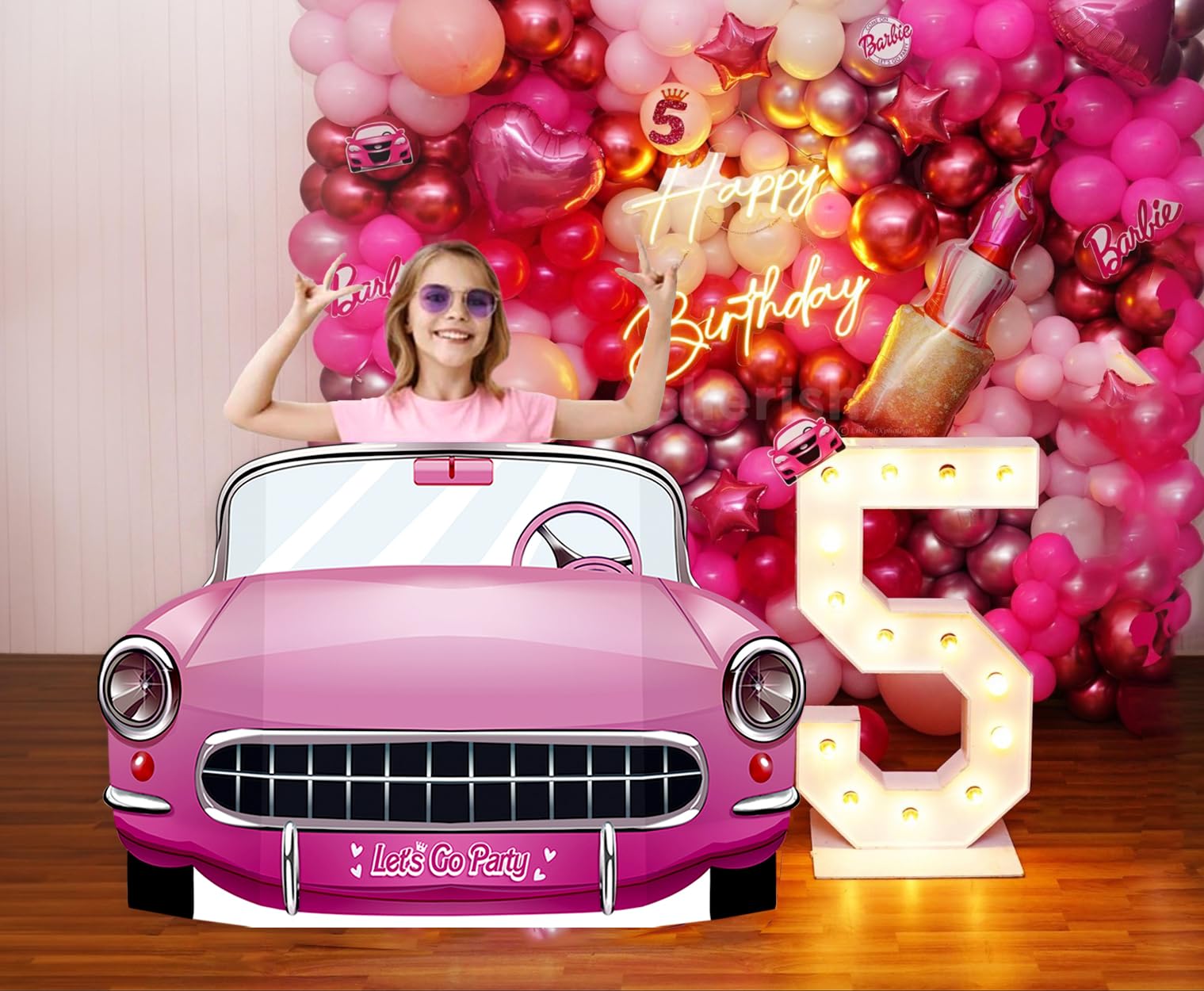 One piece pink doll cars prop for party decorations and photo booths