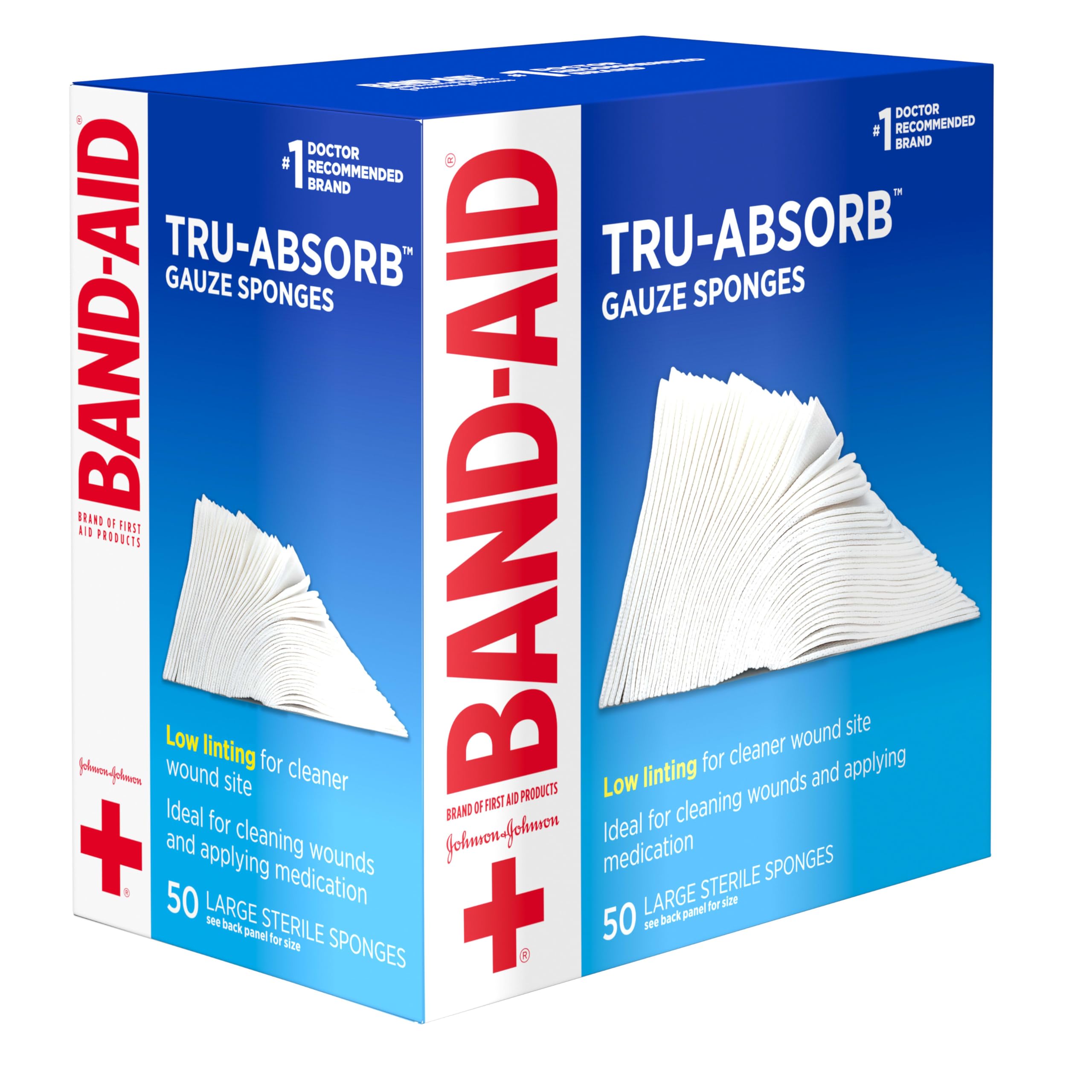 Low-linting gauze sponges for wound care BAND-AID Brand Tru-Absorb