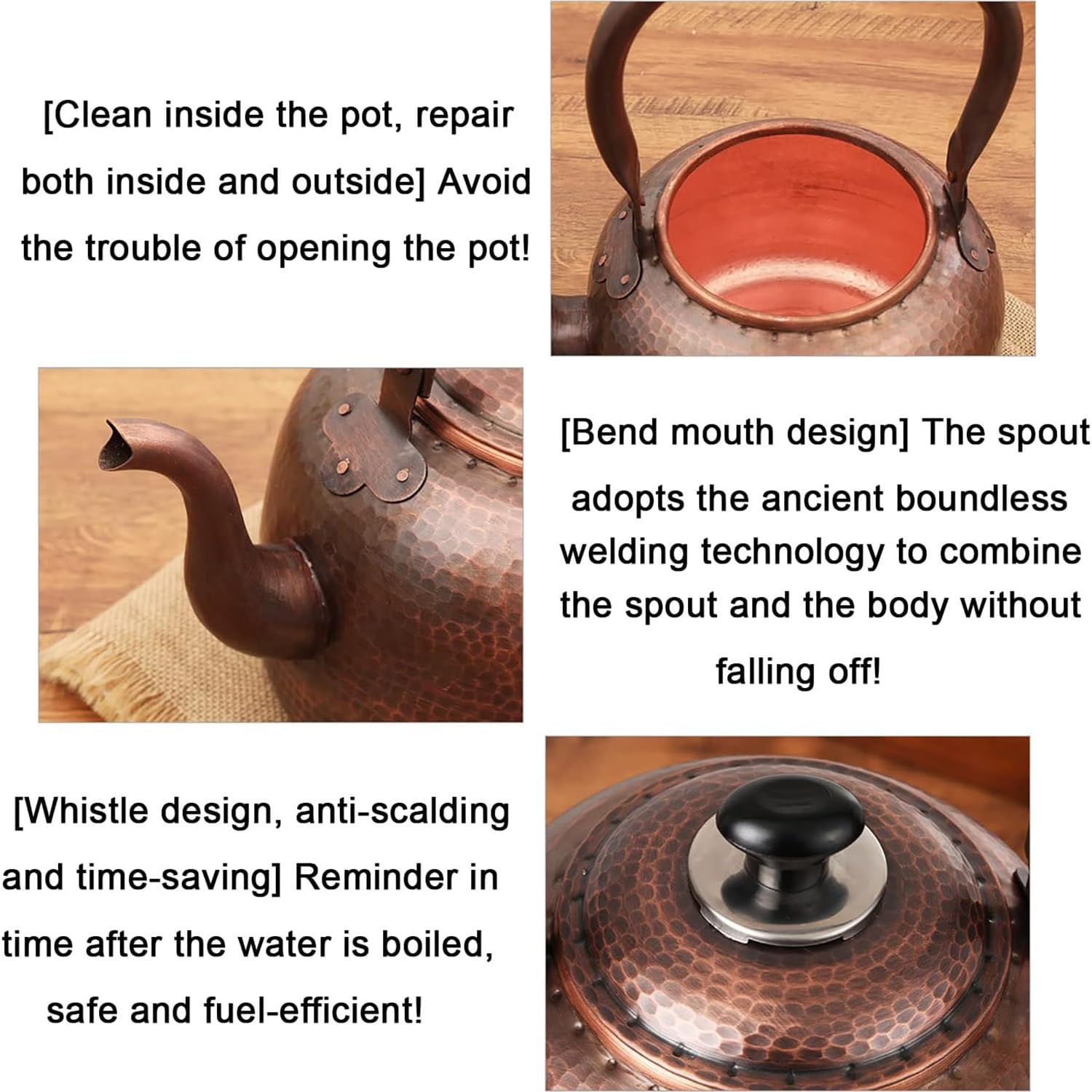 Large capacity copper teapot for family or gatherings