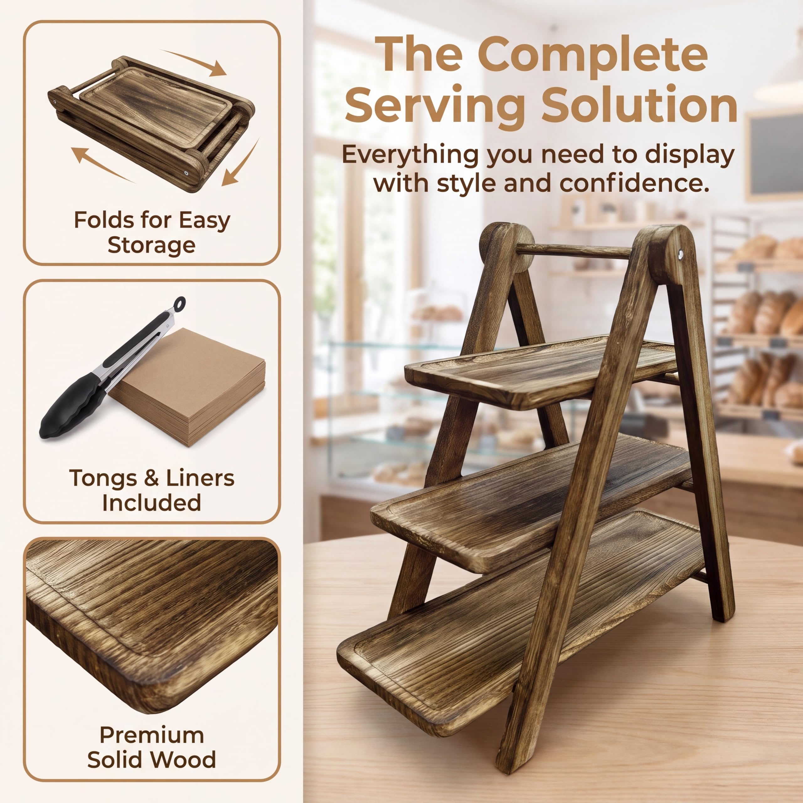 Large collapsible serving platter folded for storage