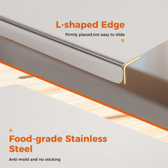 Brushed non-stick surface on stainless steel cutting board