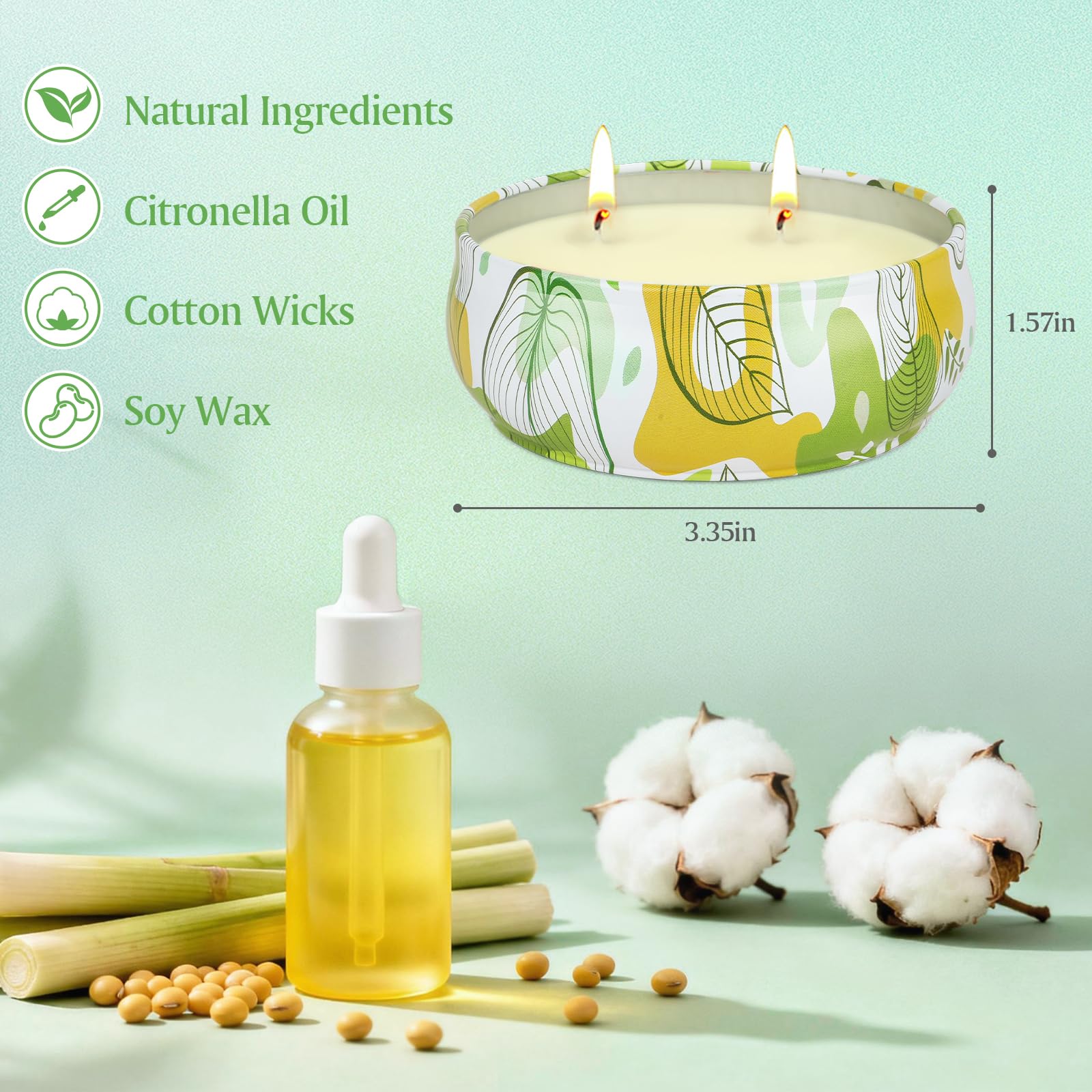 Decorative jar citronella candle for outdoor patio garden