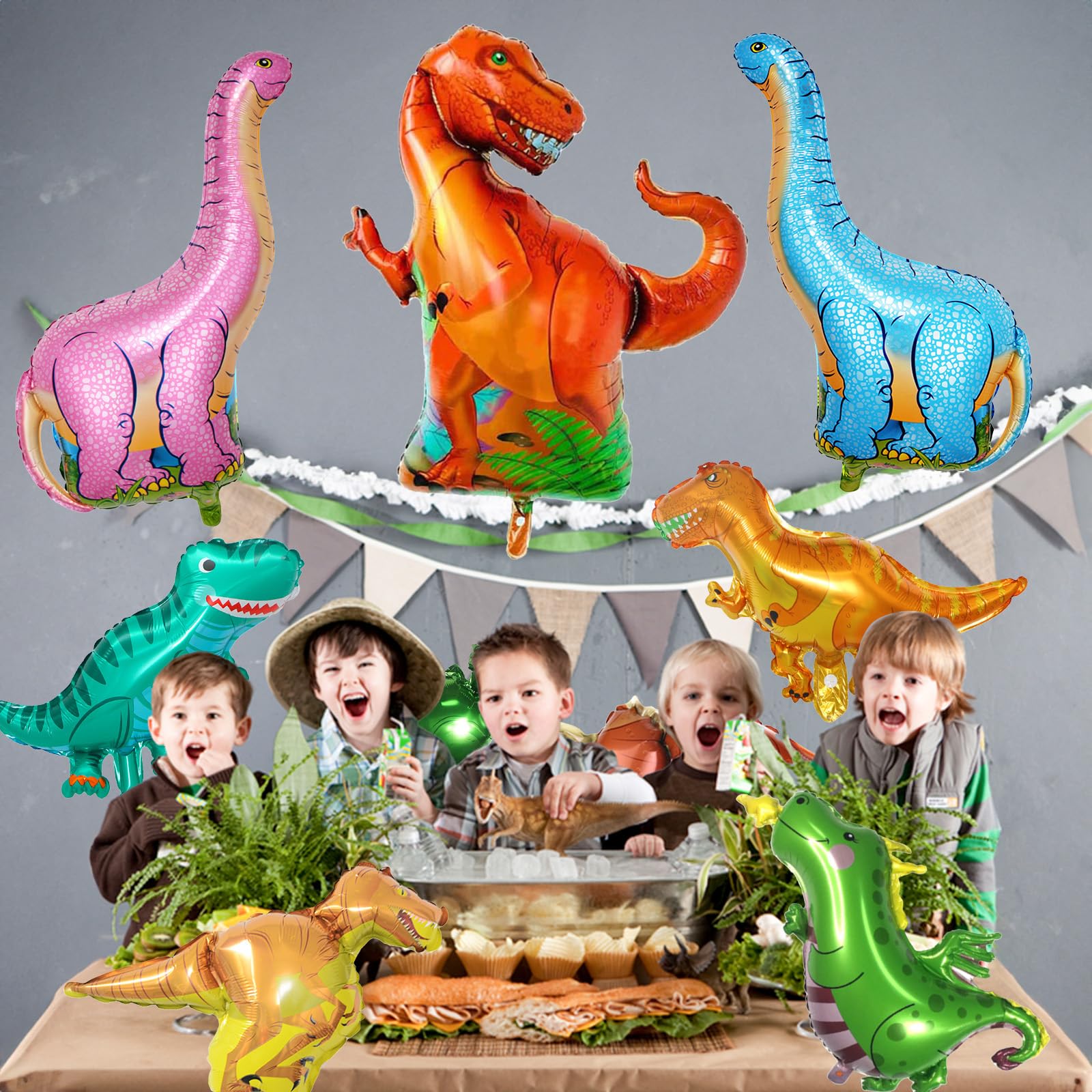 Large dinosaur foil balloon 2 chrome finish