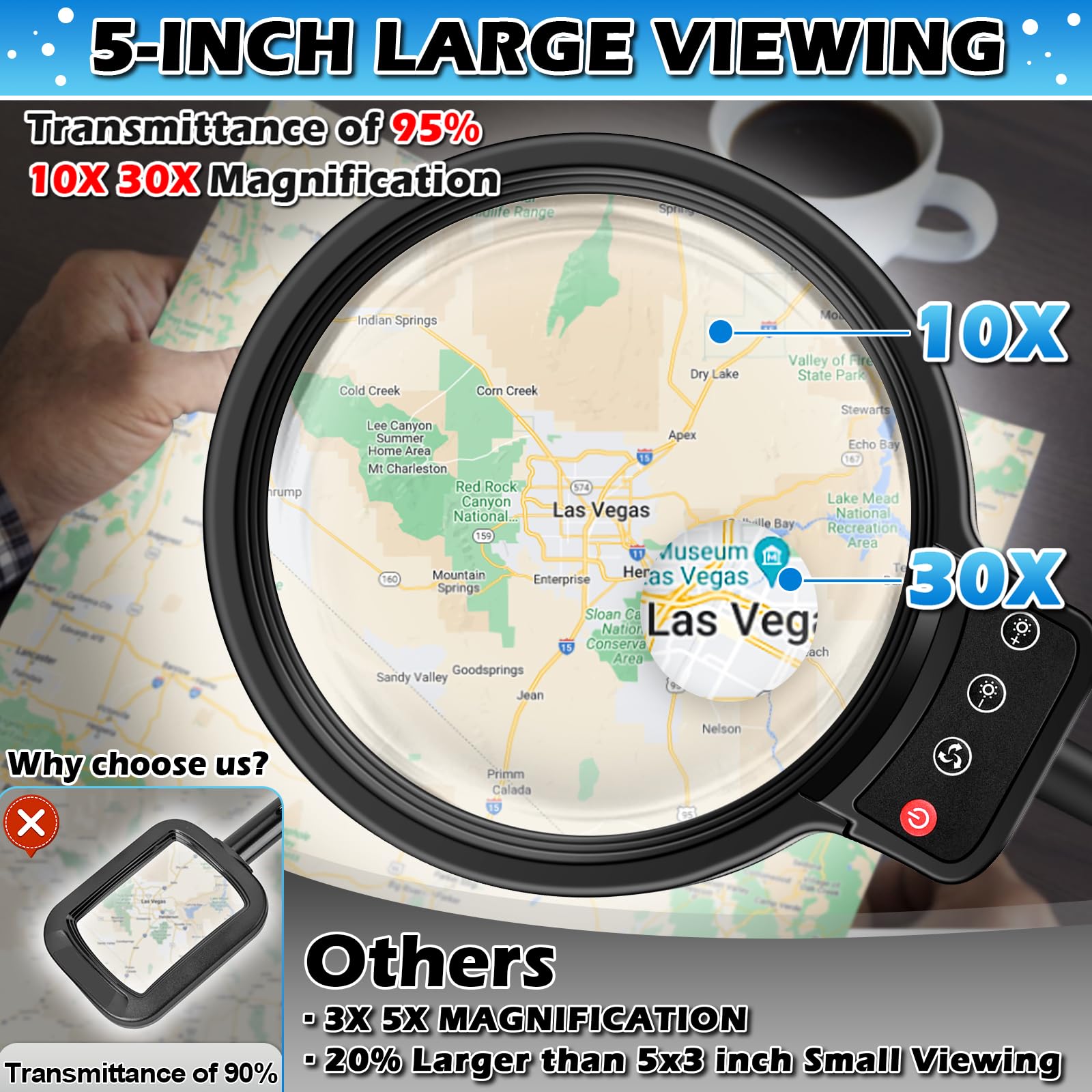 Large floor magnifier on stand for detailed inspection tasks
