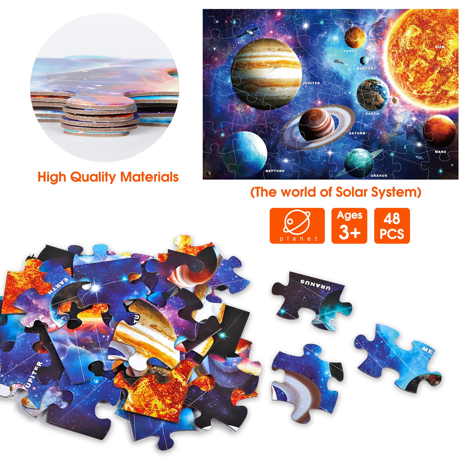Puzzle gift box packaging for solar system puzzle