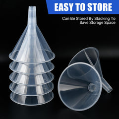 Stackable 20 pack plastic funnels for kitchen and lab