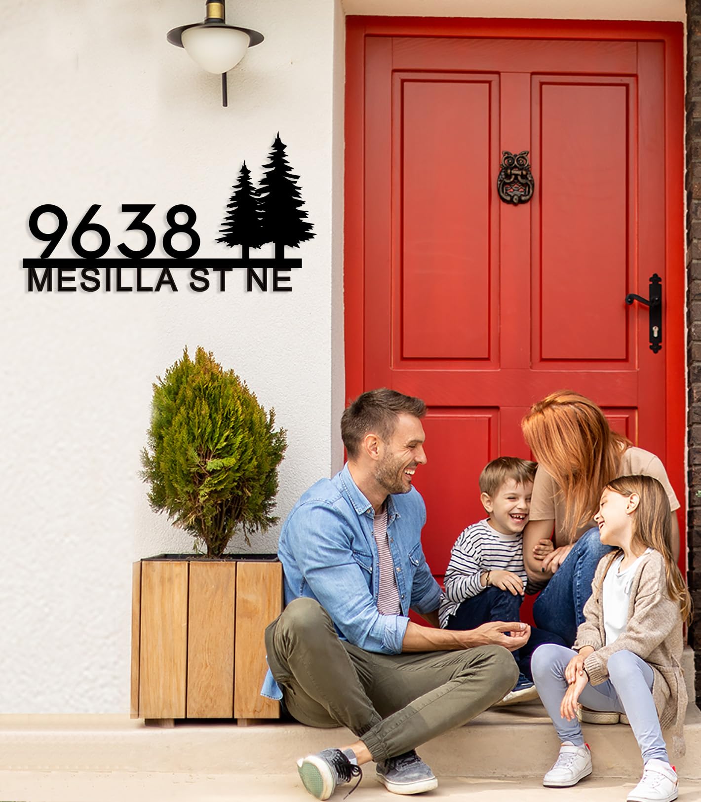 Large metal address sign for houses palm tree design