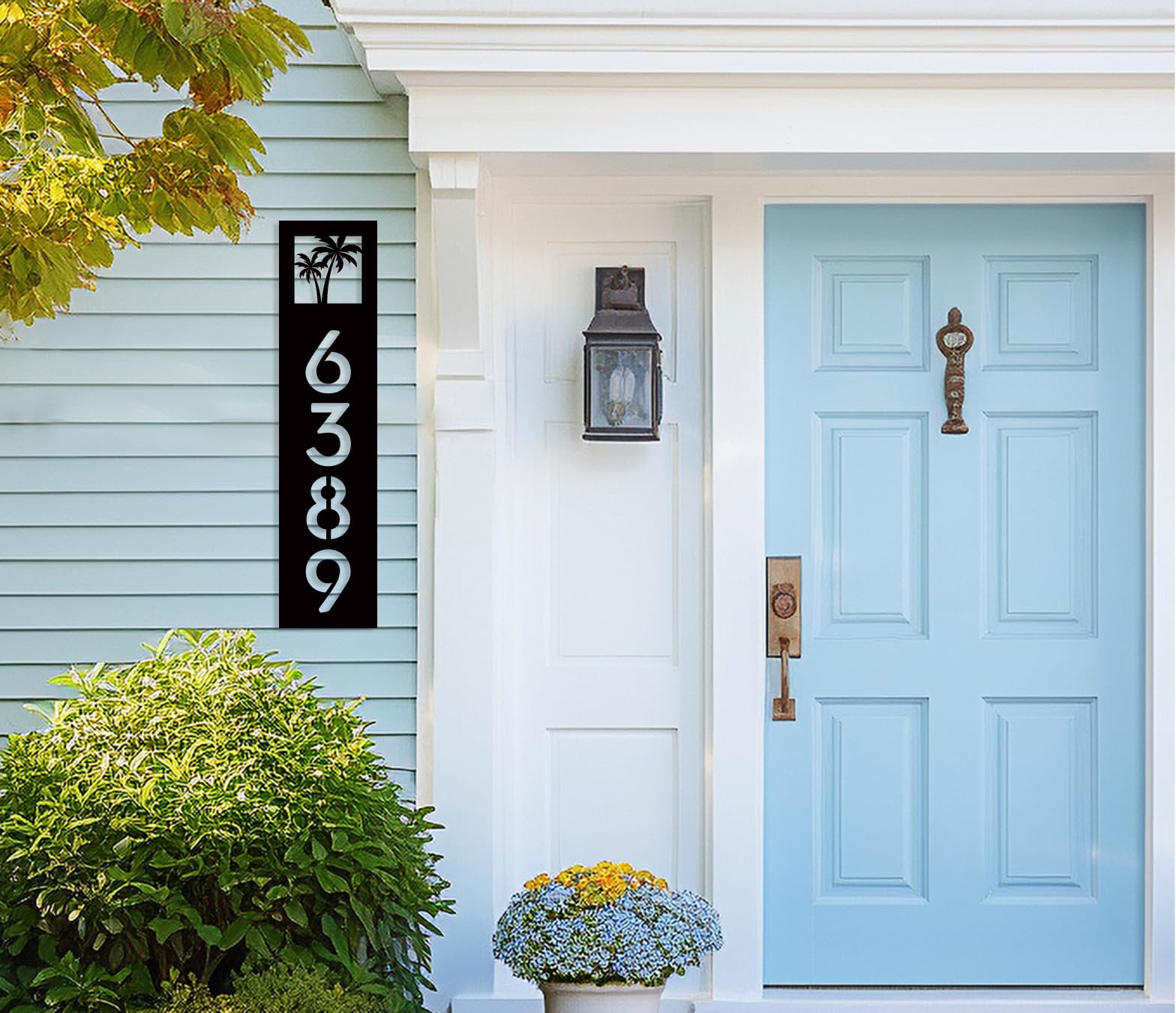 Large metal address signs for houses in outdoor decor setup