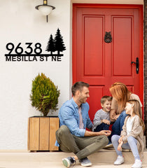 Large metal address sign for houses palm tree design