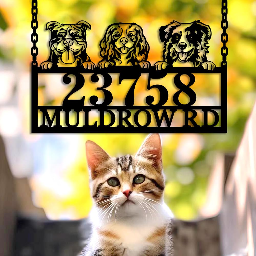 Dog themed address sign for yard or porch