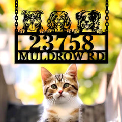 Dog themed address sign for yard or porch