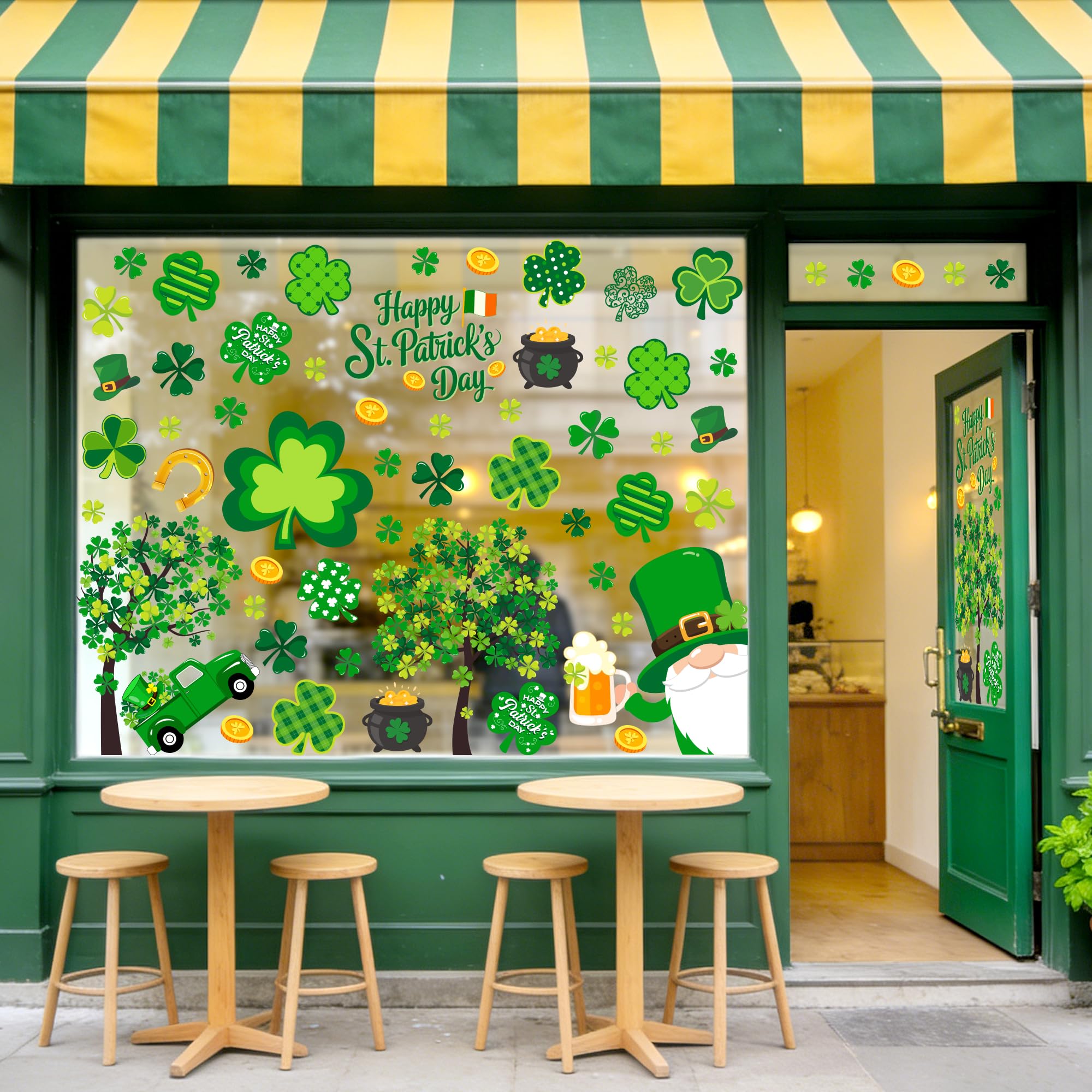 Happy St.Patrick's Day lettering design on window cling
