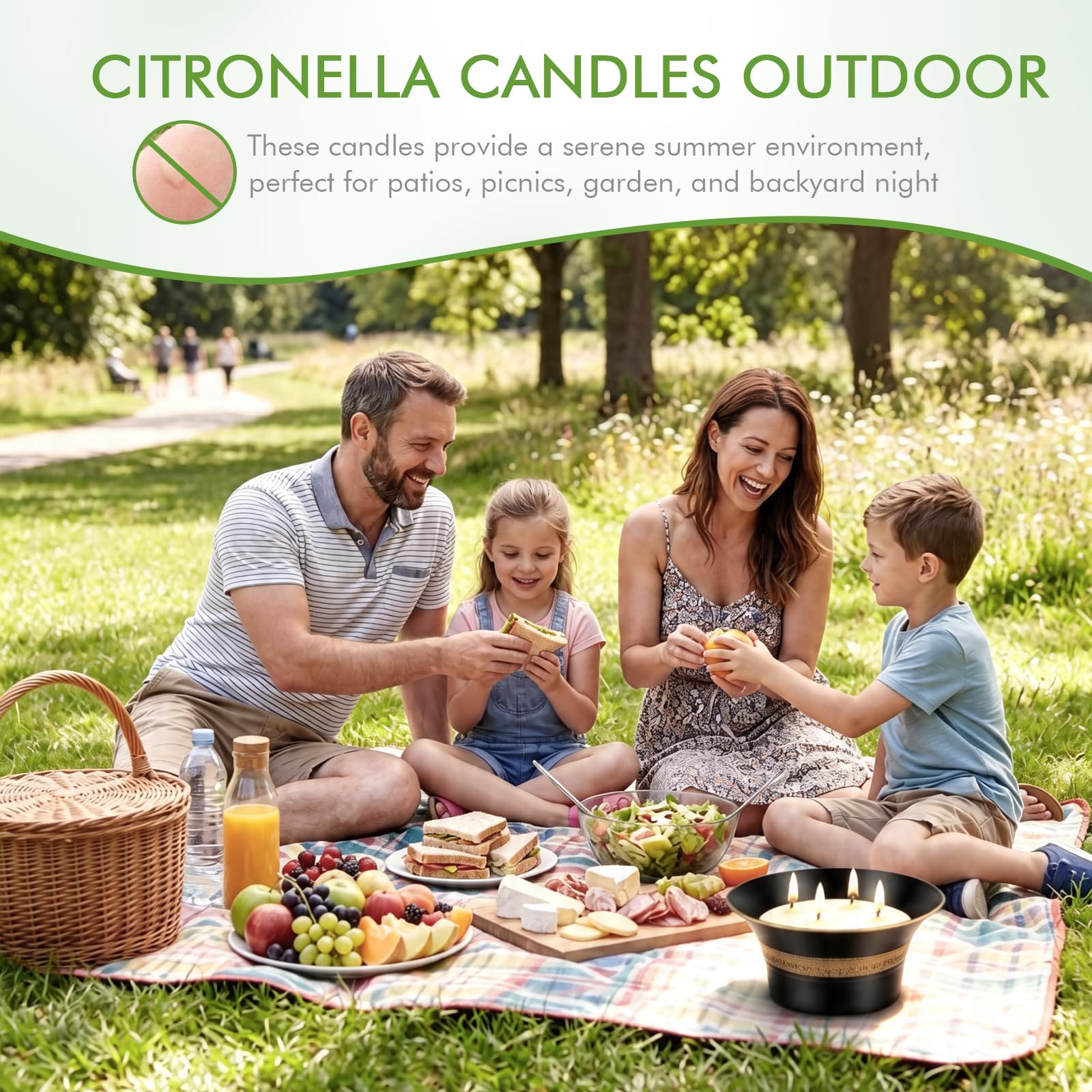 Large natural soy wax citronella candle with cotton wick