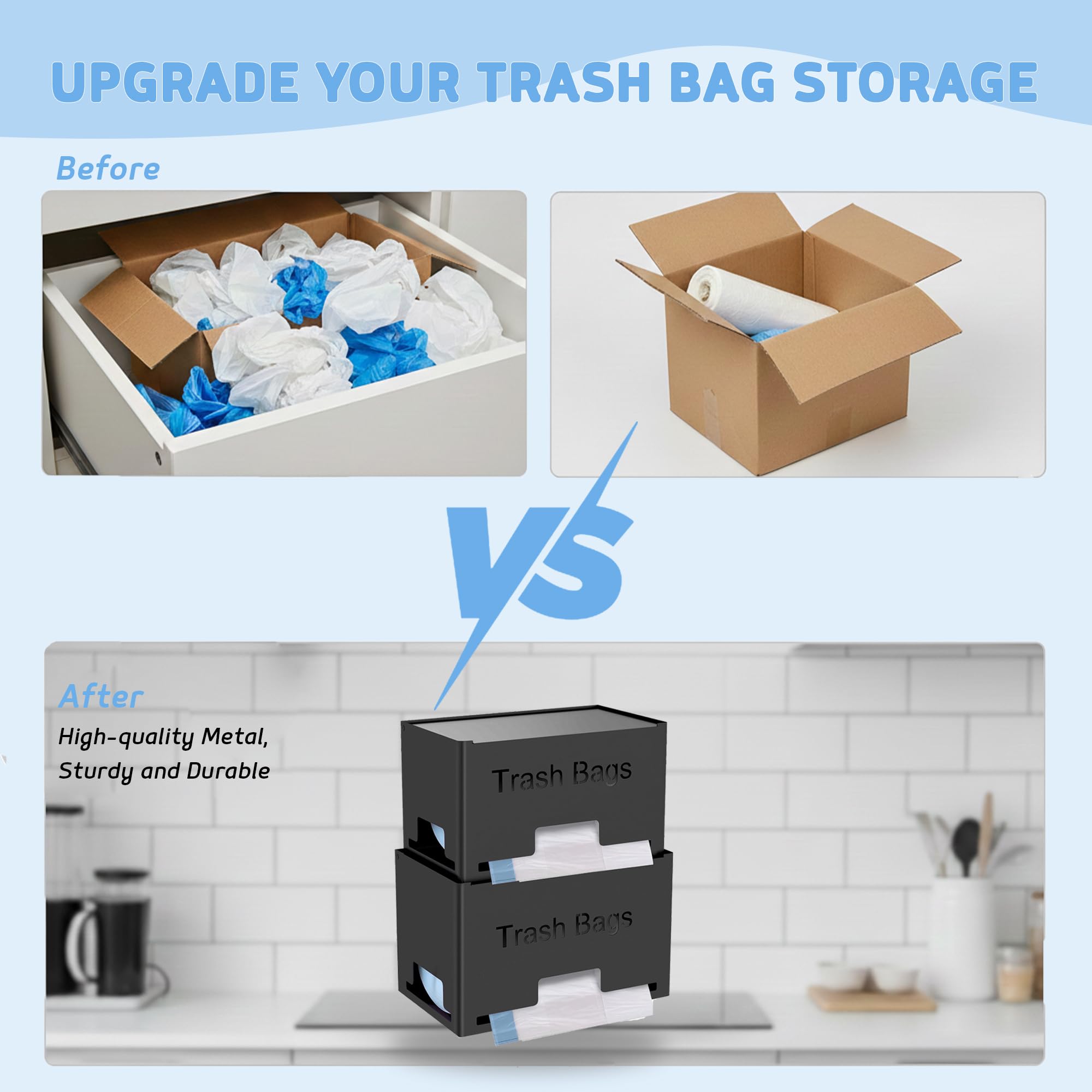 large trash bag dispenser suitable for 13-gallon bags