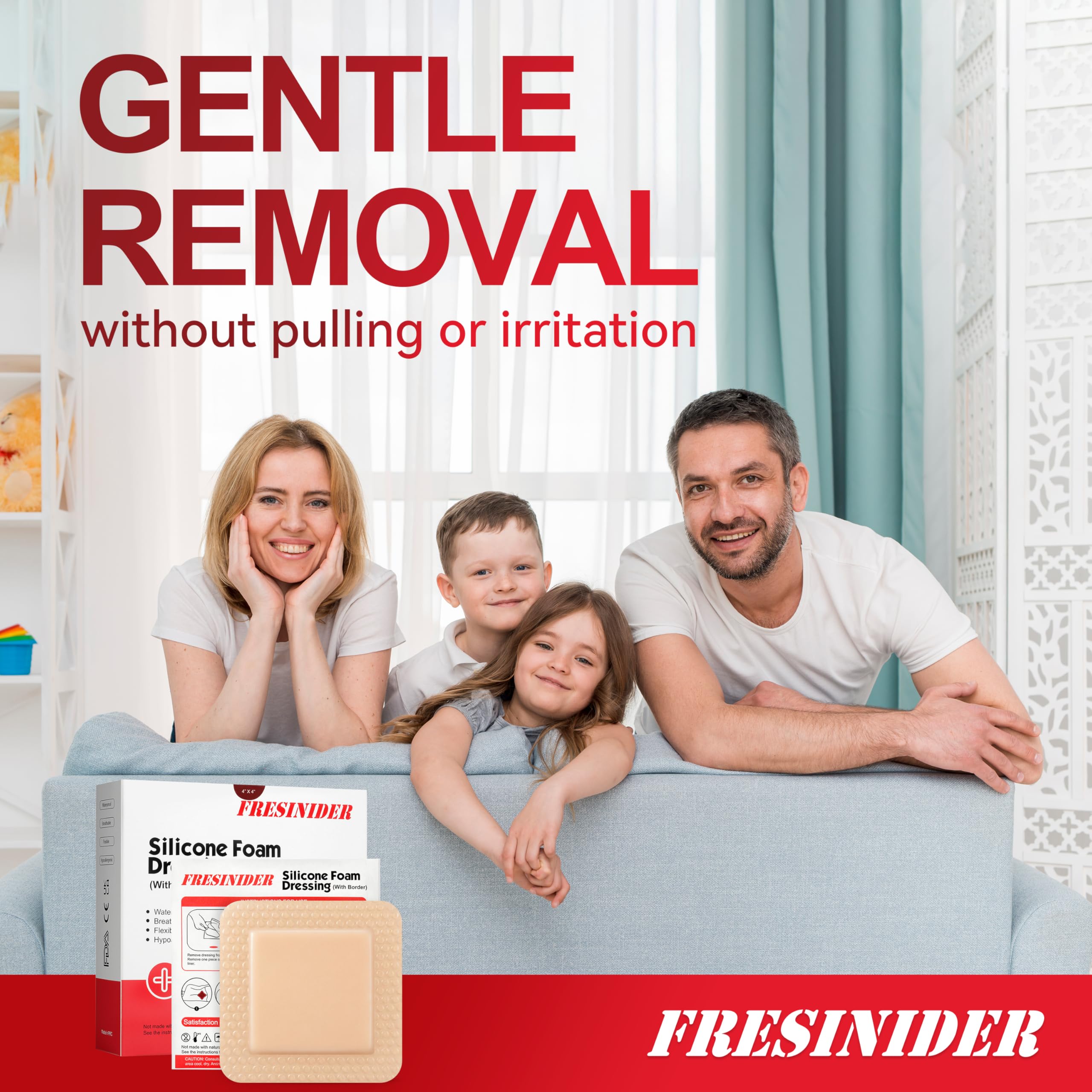 Painless removal silicone foam dressing for wound care