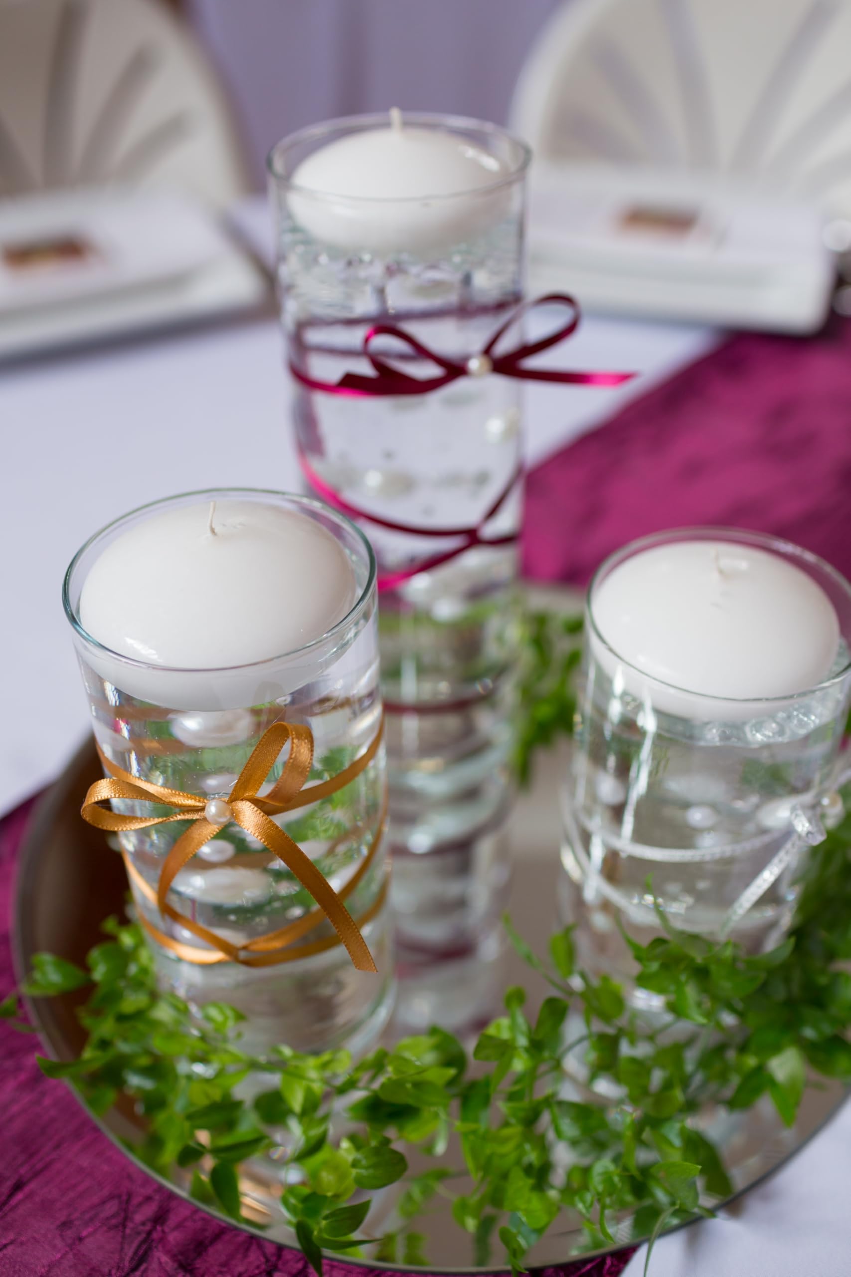Large white 3 inch floating candles pack 12 packaging