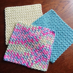 LarisaKnits cotton crochet dish rag milky white 8x8