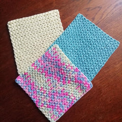 LarisaKnits rainbow pastel dish cloth pattern 8x8
