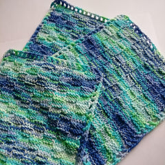 Knitted 8 inch square dishcloth by LarisaKnits in dark blue