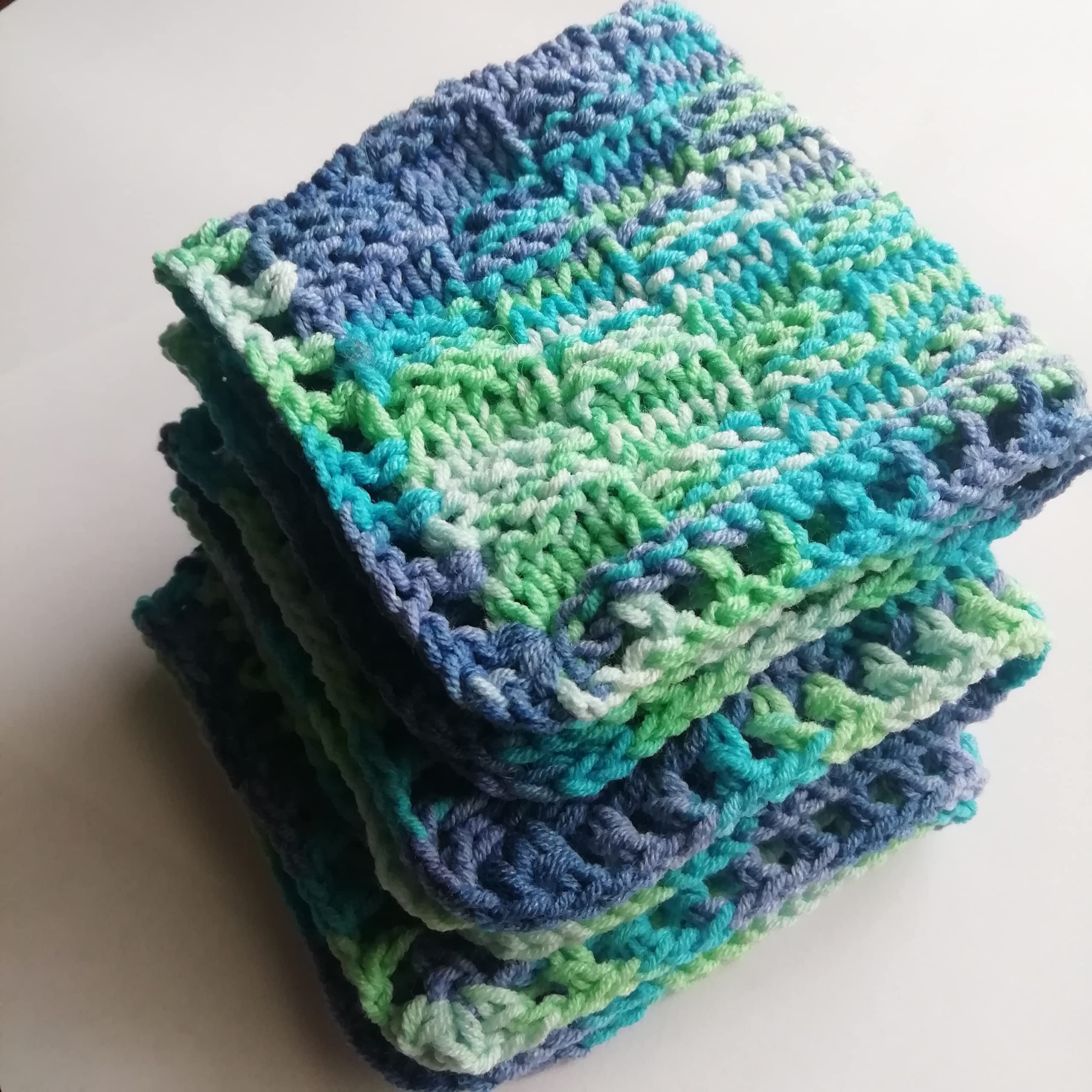 Colorful kitchen dishcloths by LarisaKnits for cleaning tasks
