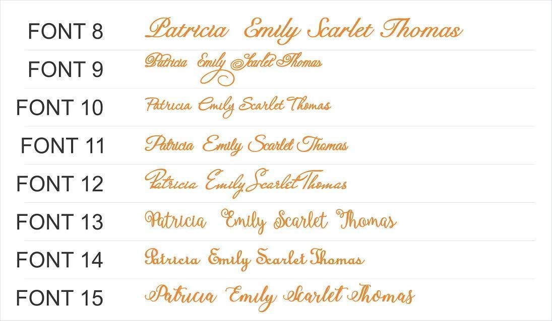 Acrylic laser cut names with 29 fonts