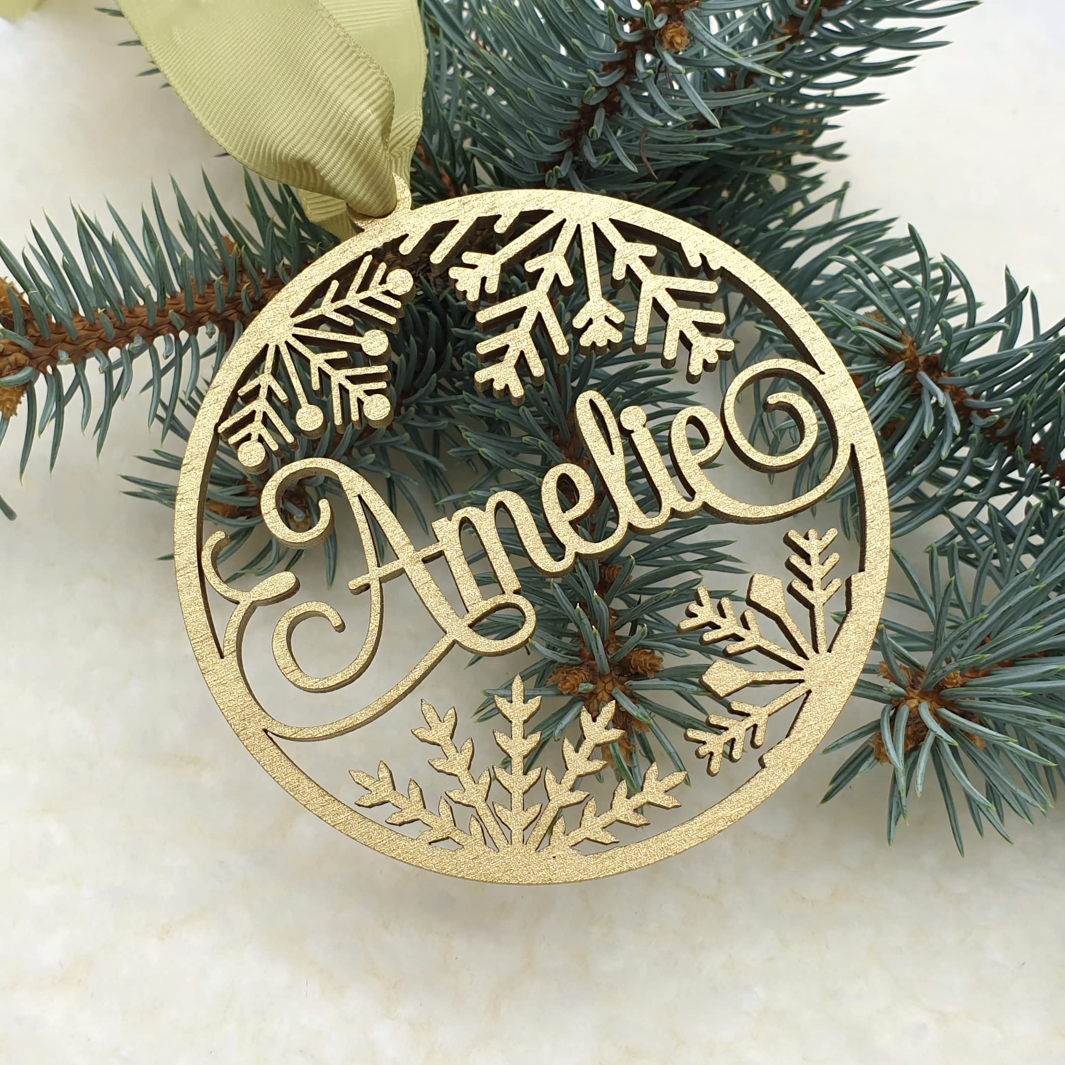 Laser-cut tree ornament Baltic Birch plywood