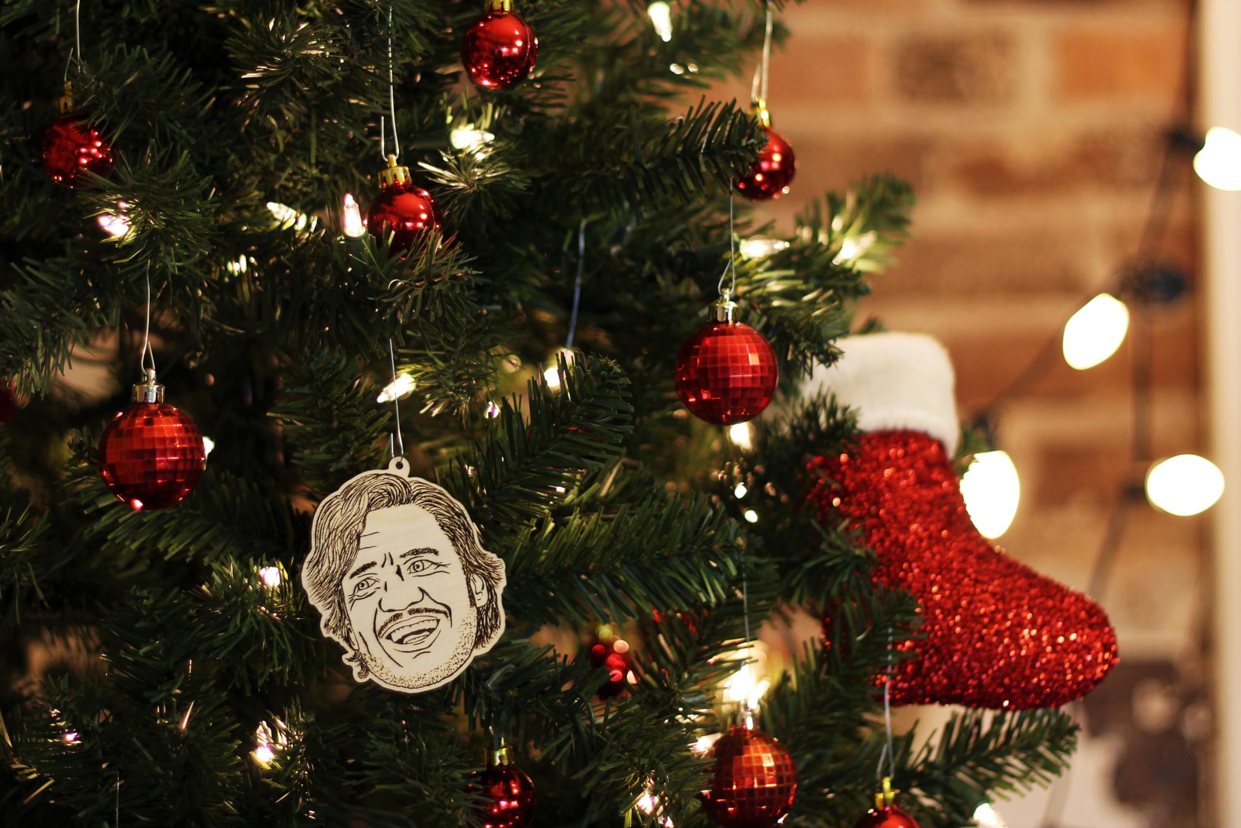 Pedro Pascal wood ornament for tree desk and car 3x3 inch