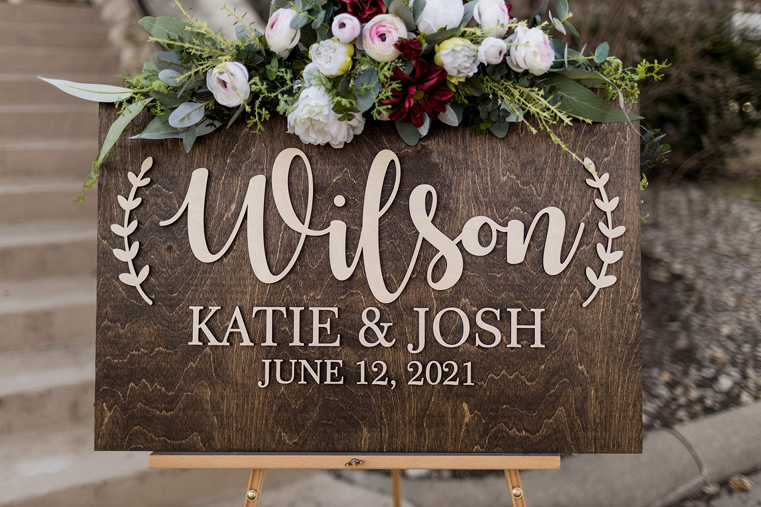 Laser cut real wood wedding welcome sign