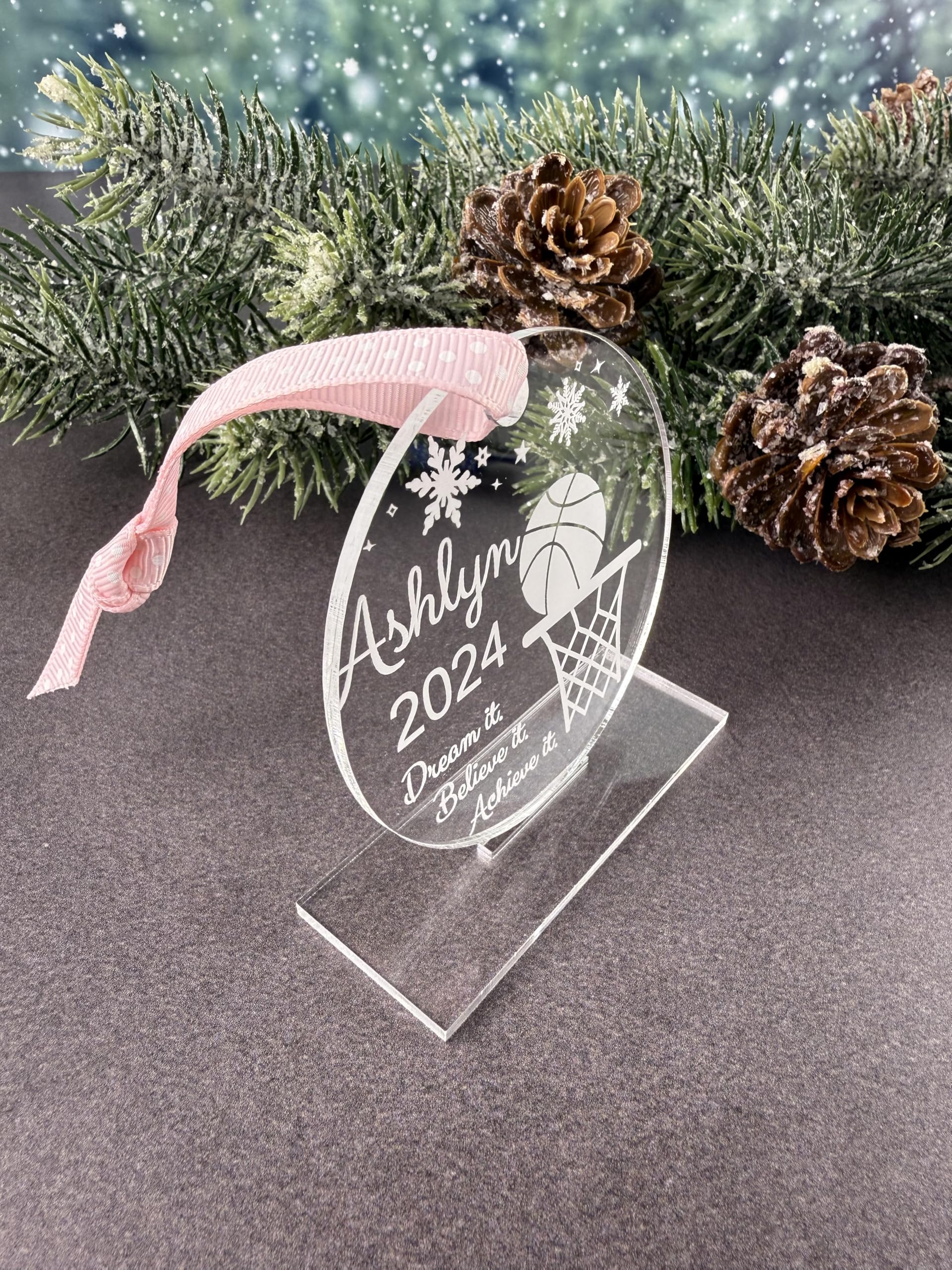 Ribbon color selectable basketball ornament