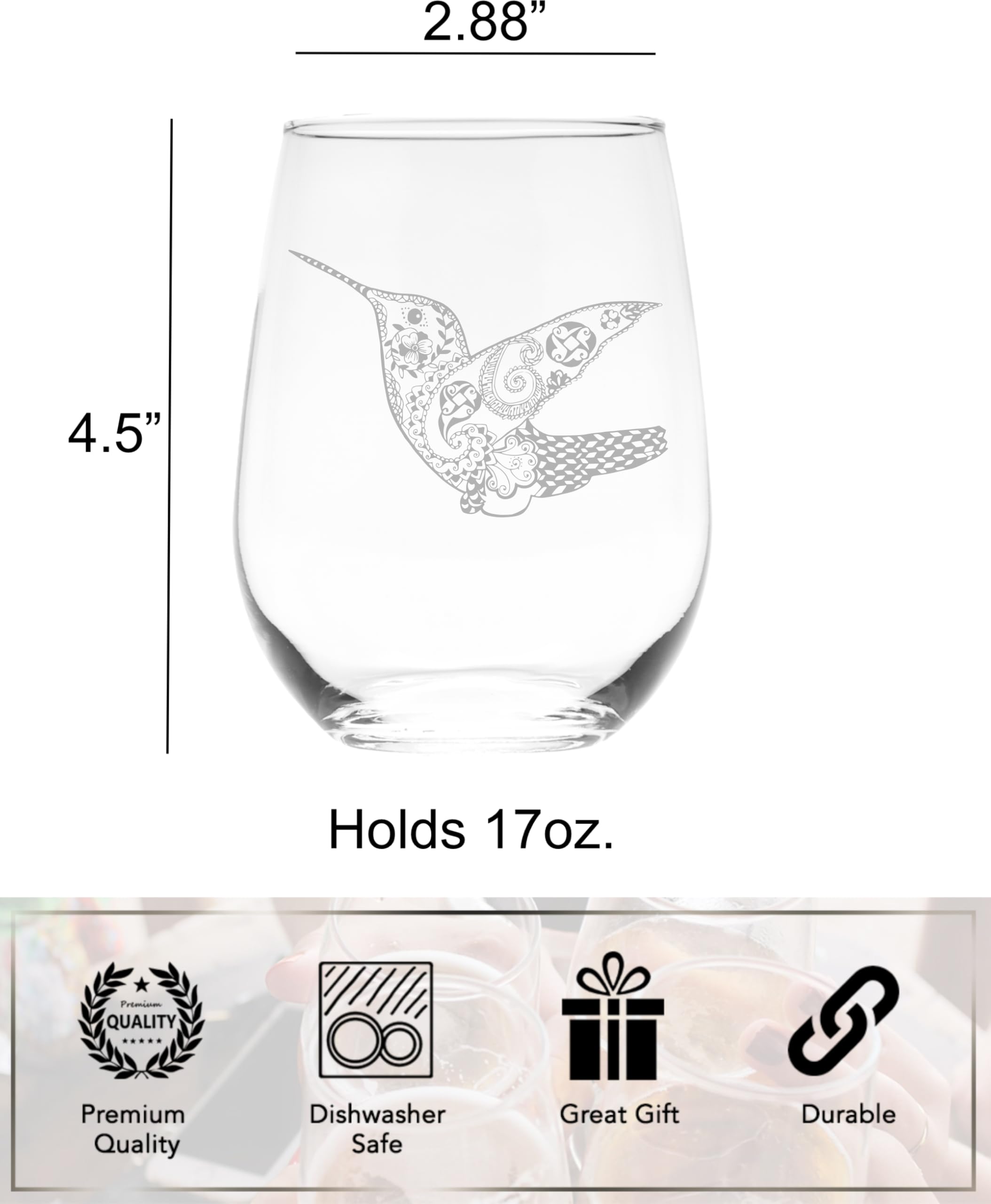 Versatile stemless wine glass for daily use and celebrations