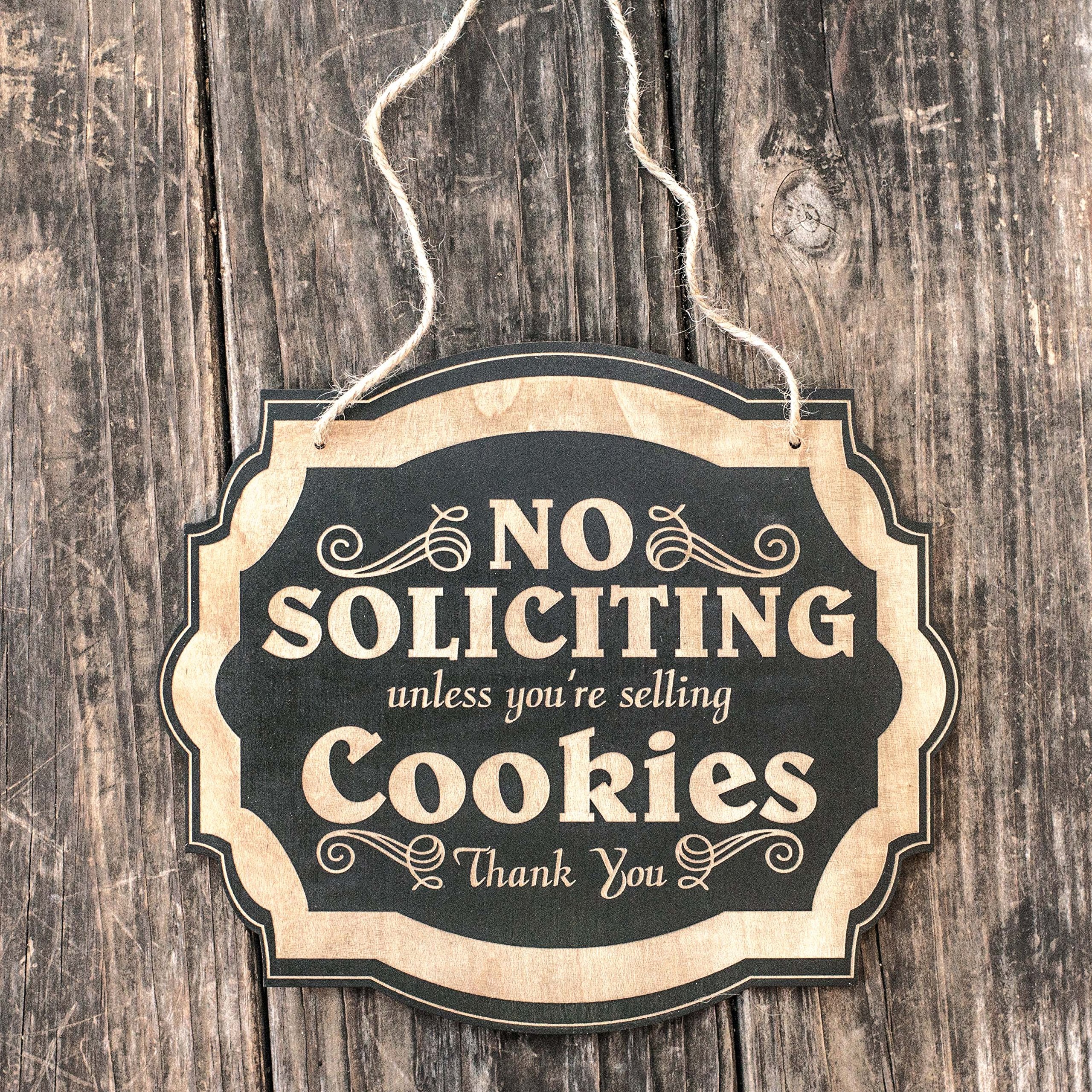 No Soliciting Cookies wood sign crafted in Cedar Park TX studio