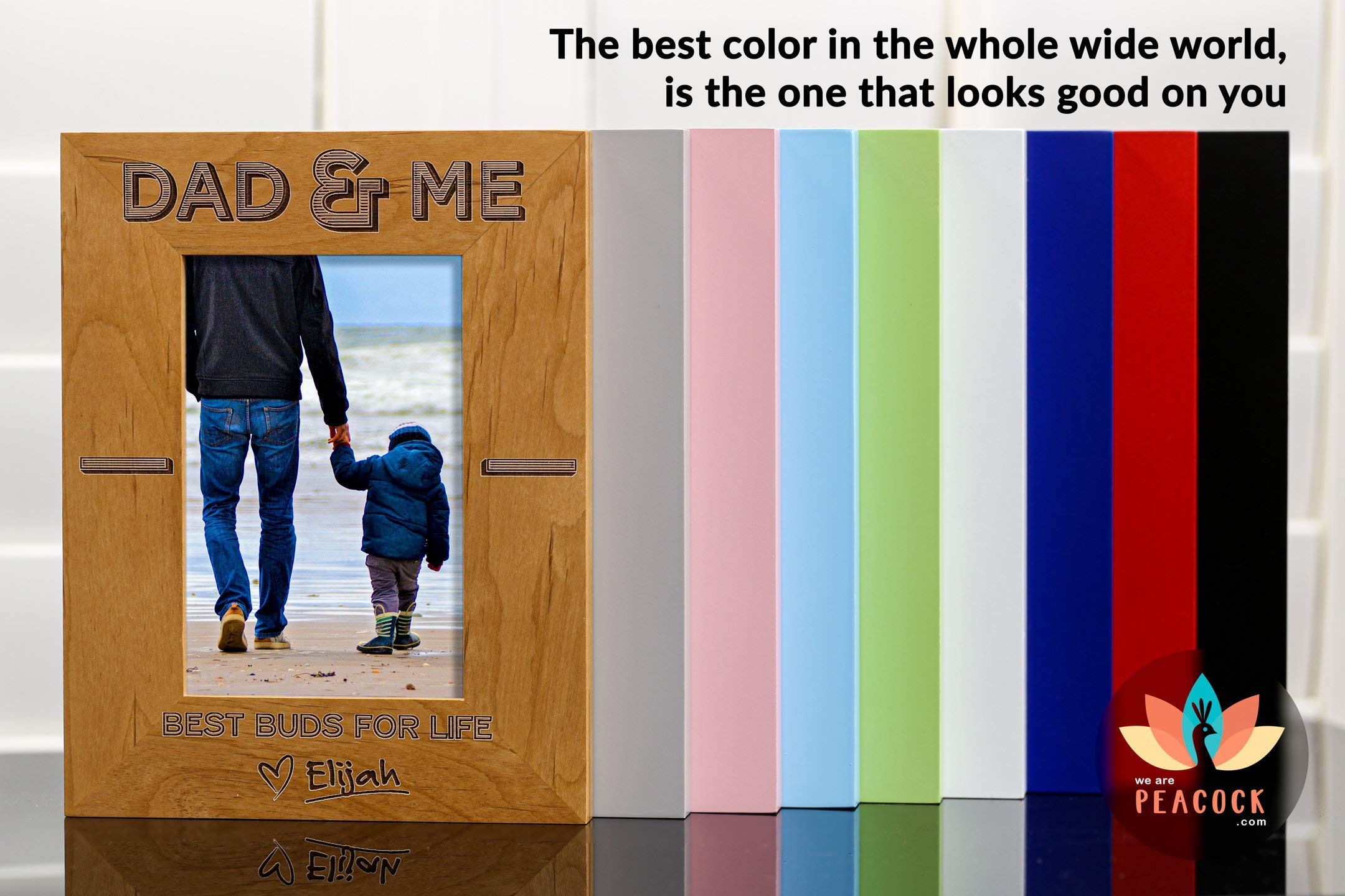 Laser engraved wood frame with personalized names