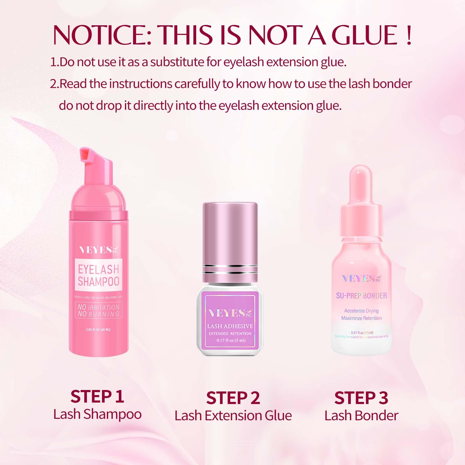 Lash bonder used with eyelash glue for quicker hold