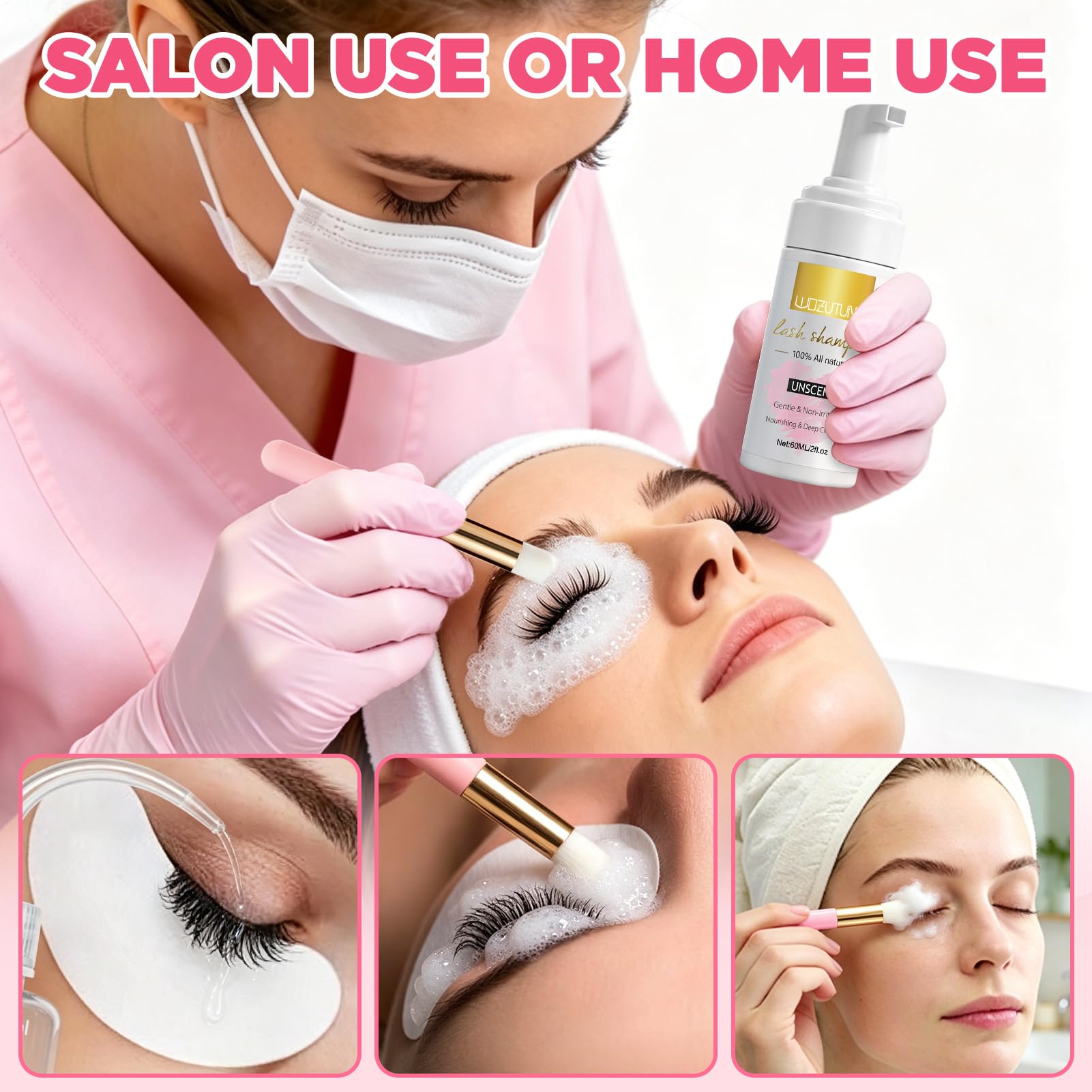 Lash cleanser kit ready for salon and home use