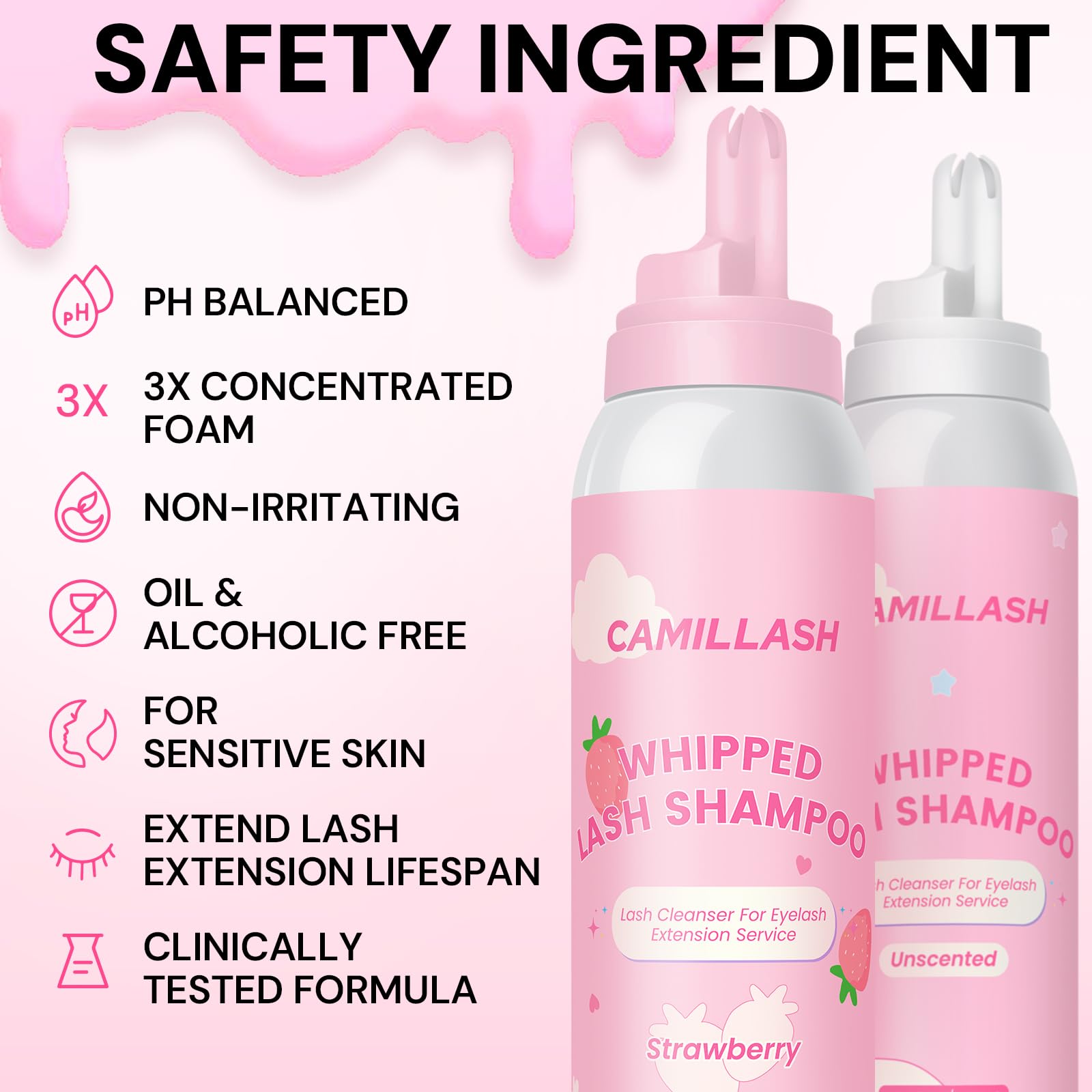 Lash extensions cleaning bath kit with foam cleanser