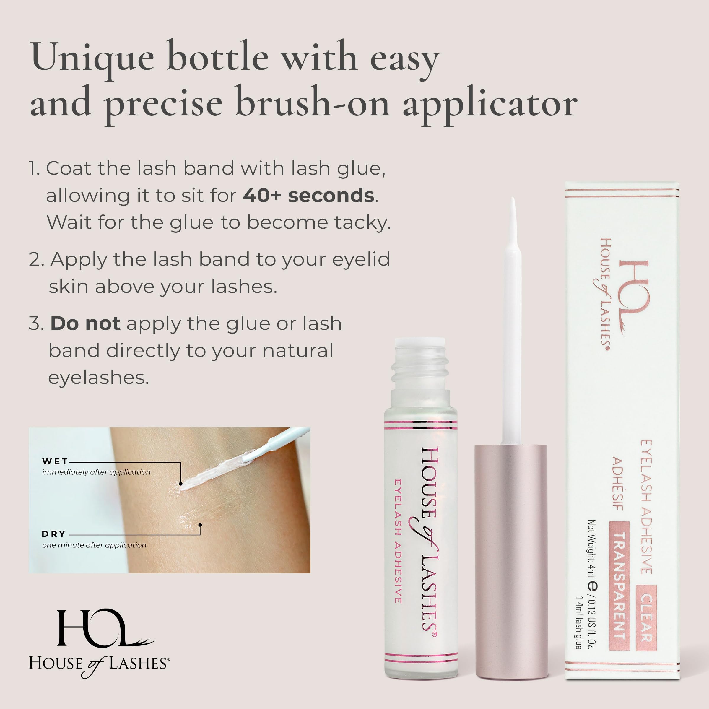 House of Lashes eyelash glue USA to Korea production note
