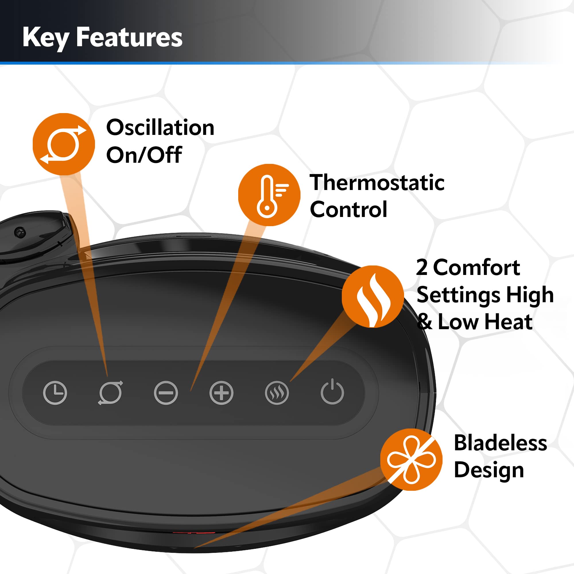 Lasko CW210 top controls and digital display