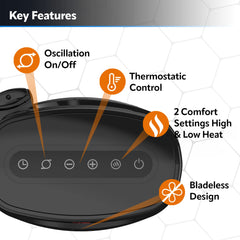Lasko CW210 top controls and digital display