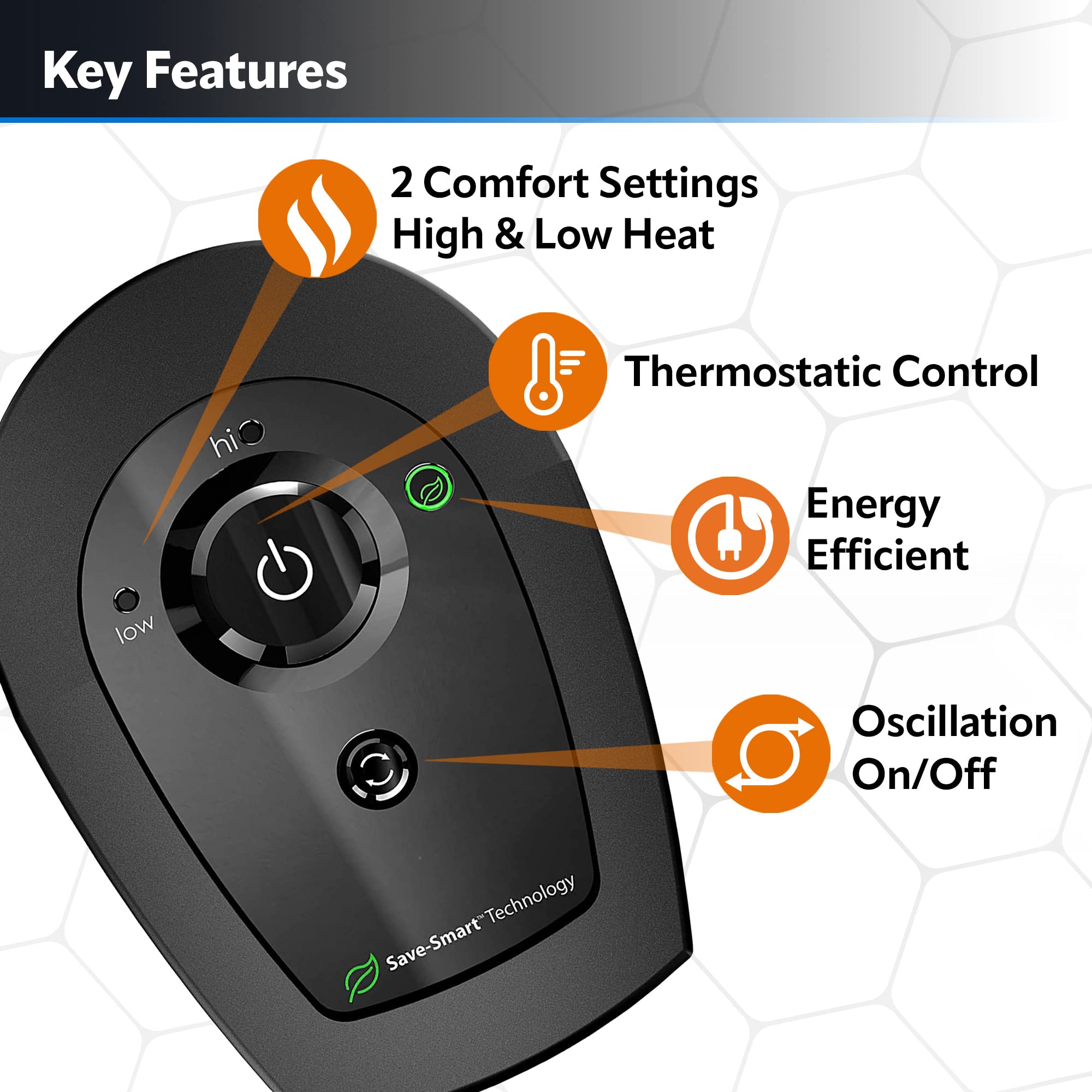 Lasko CT14101 1500W and 900W heat options