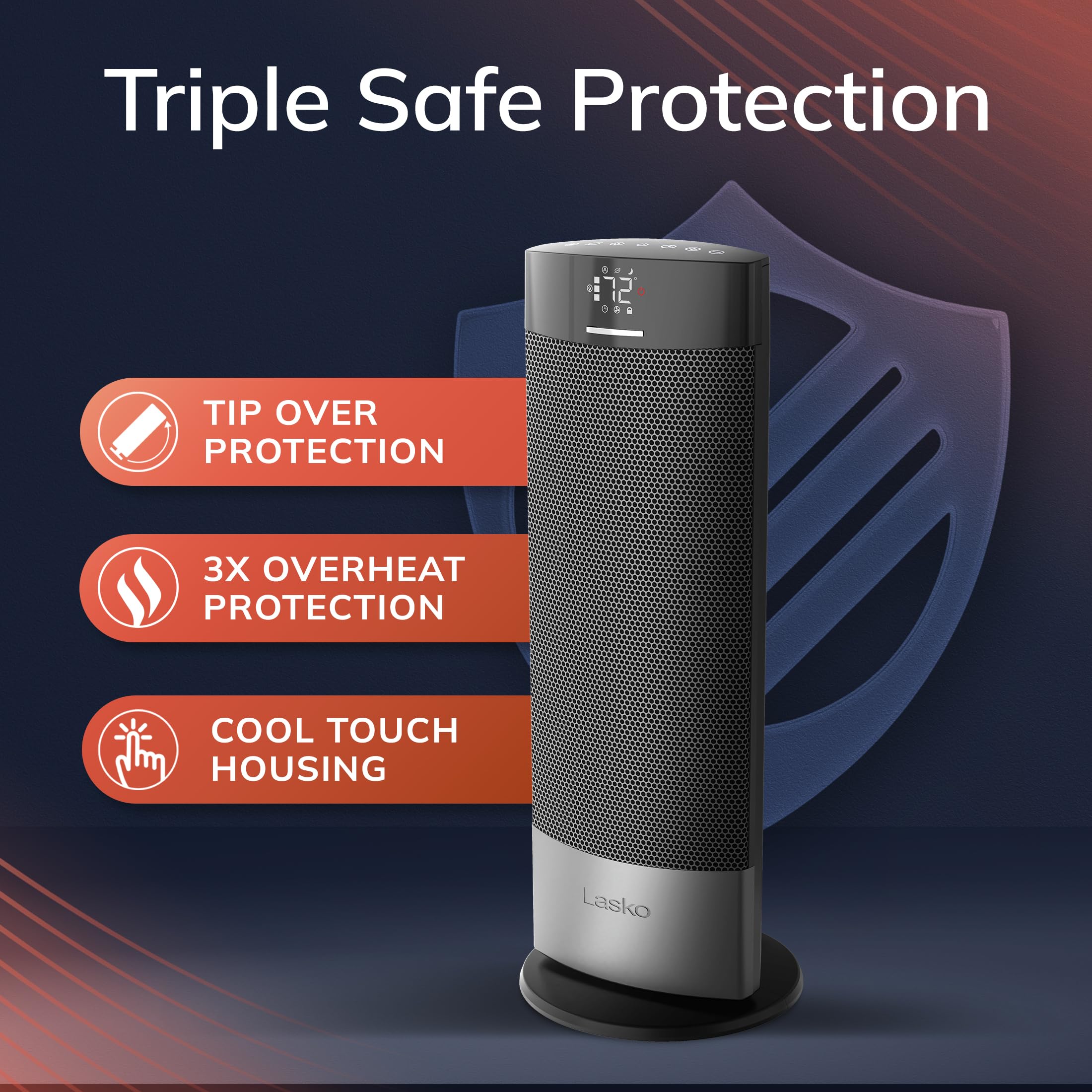 Safe features tip-over sensor and cool touch housing CT18950