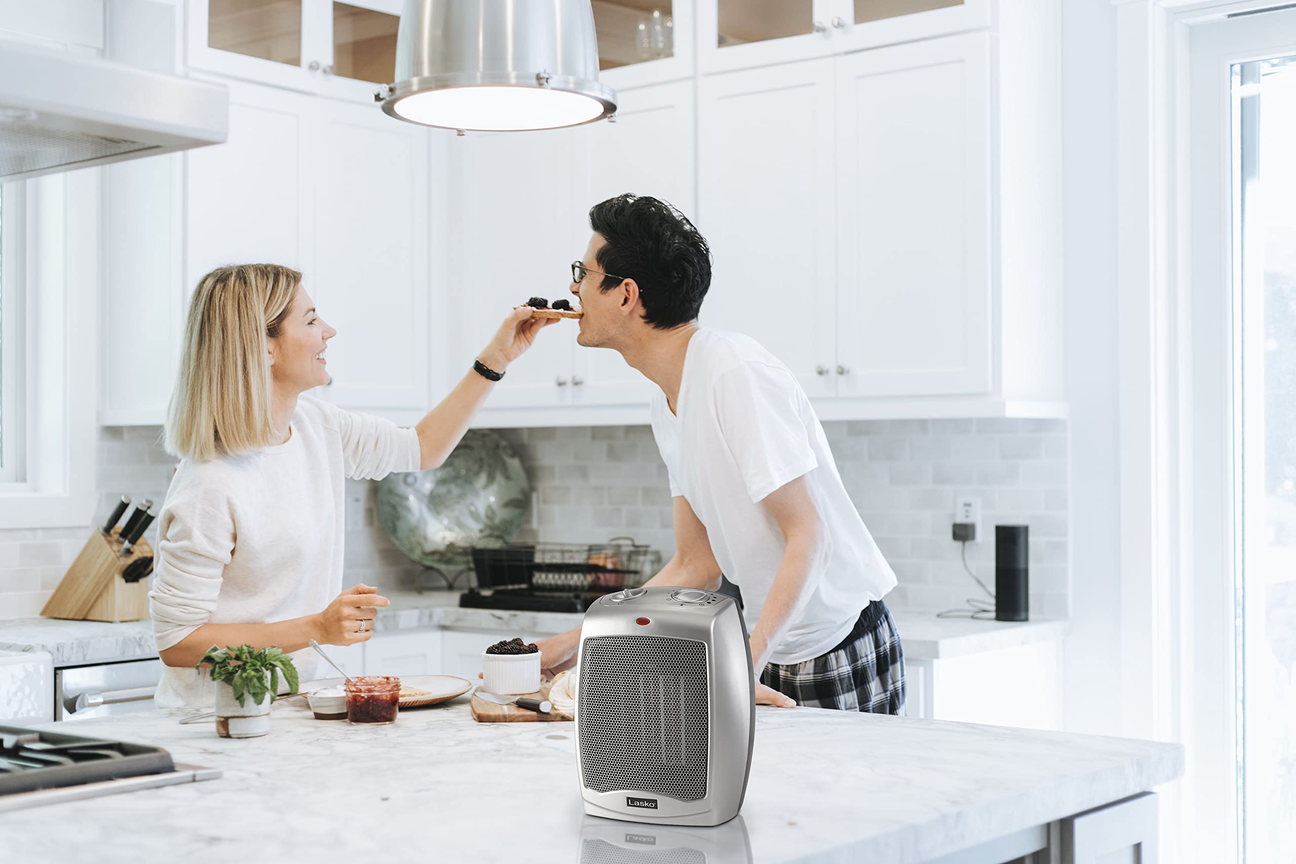 Silver Lasko space heater cool touch exterior safety feature