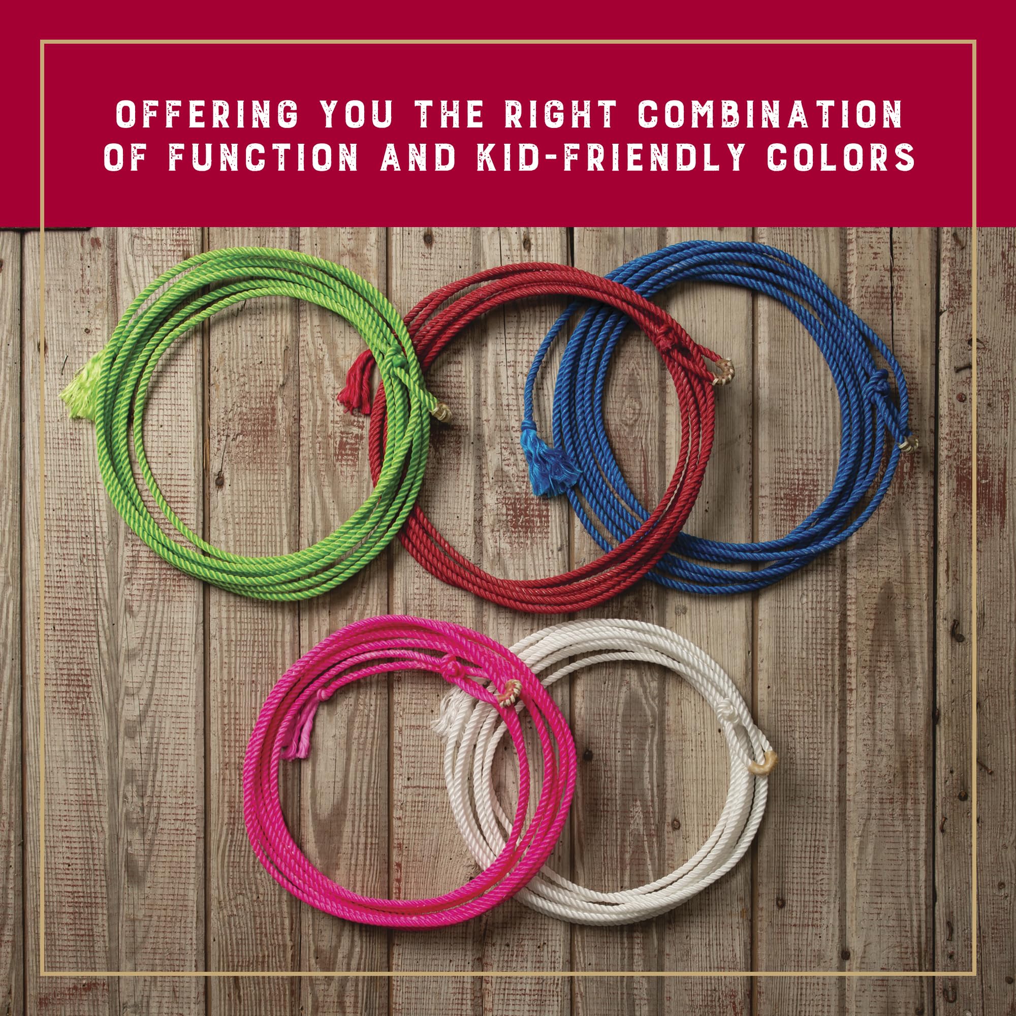 Bright color options for Weaver Equine kids roping rope