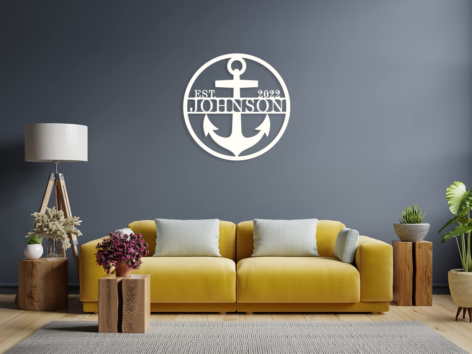 Last name sign anchor for coastal home decor