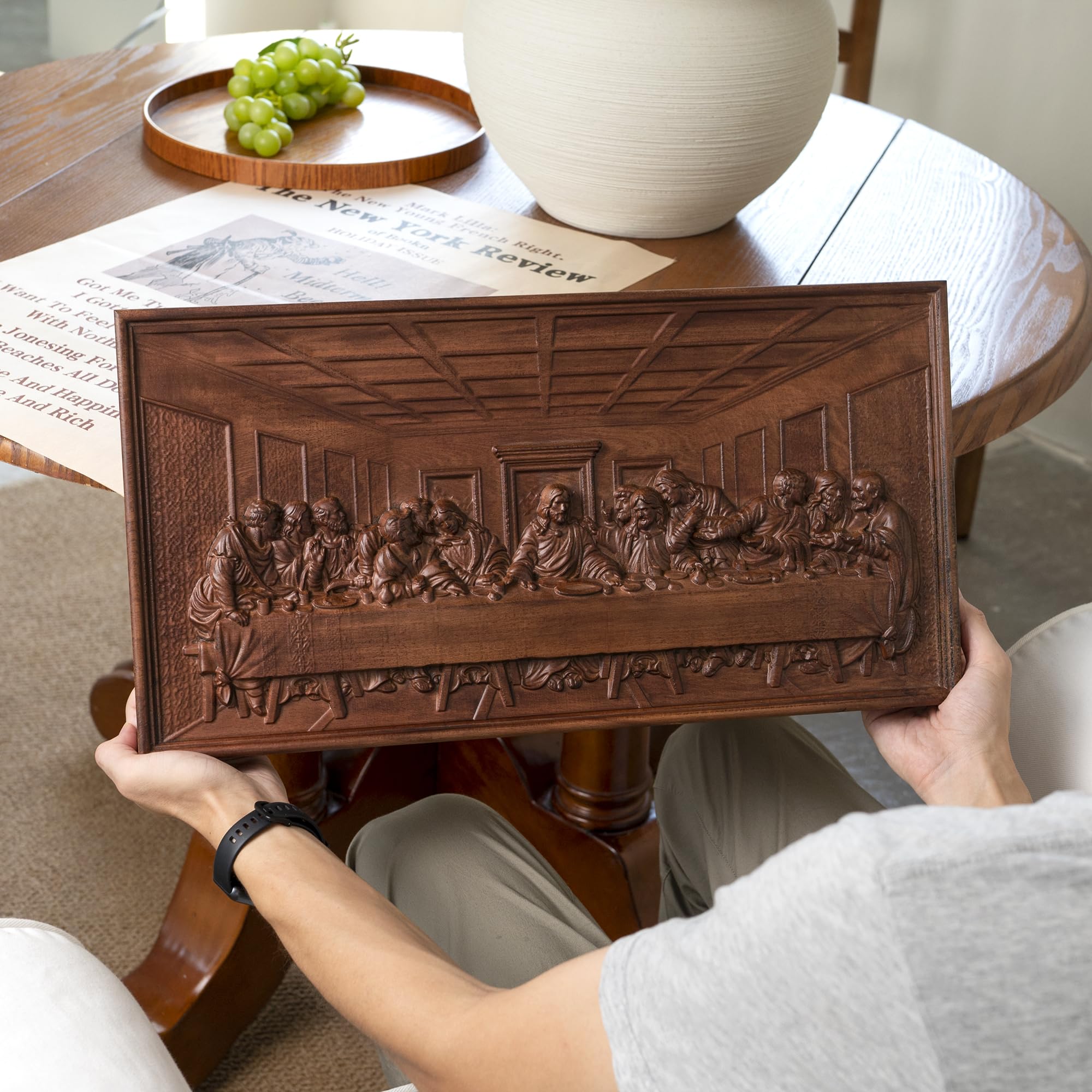 Last Supper plaque 19.7 x 10.4 x 1.4 wood art