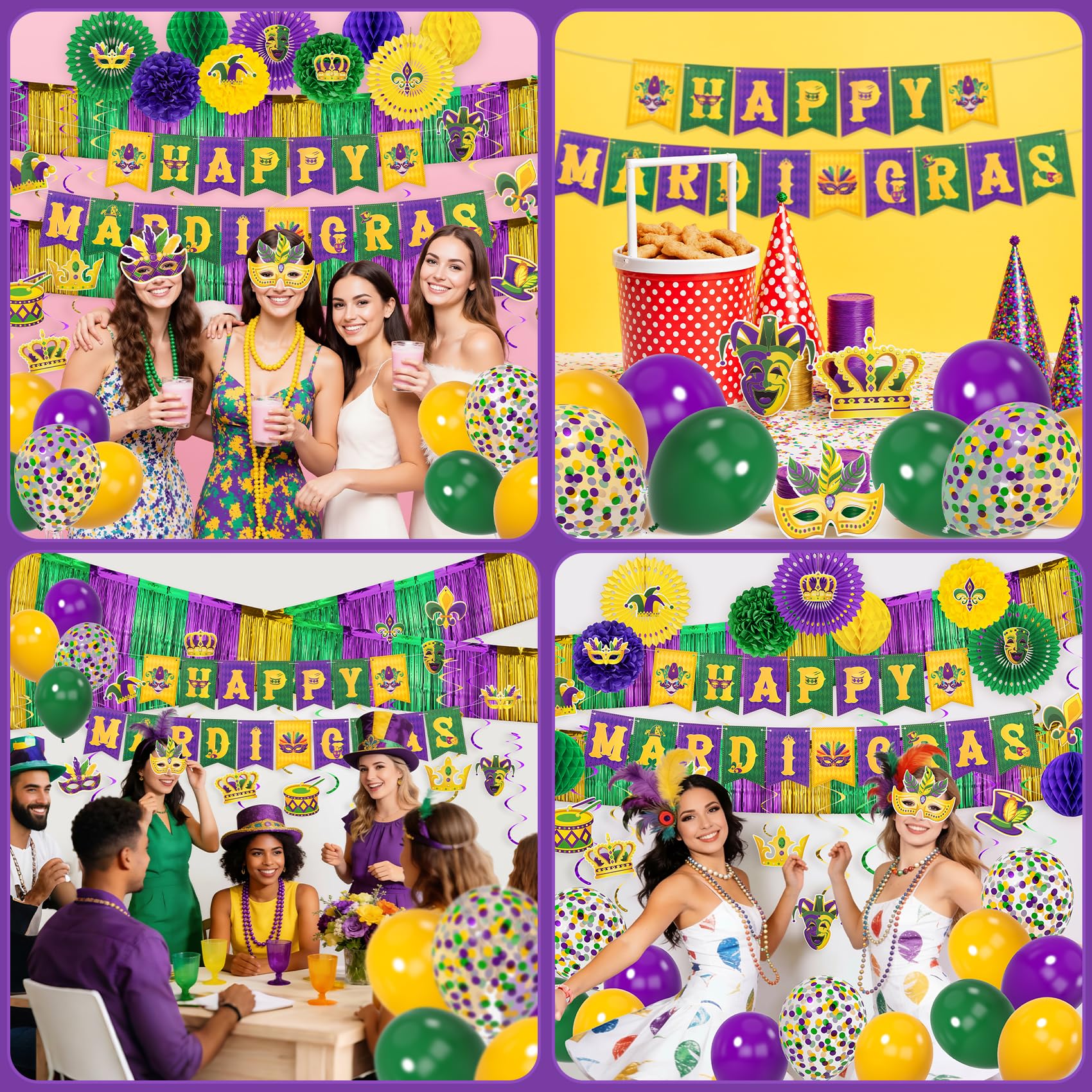 Latex balloons in Mardi Gras colors