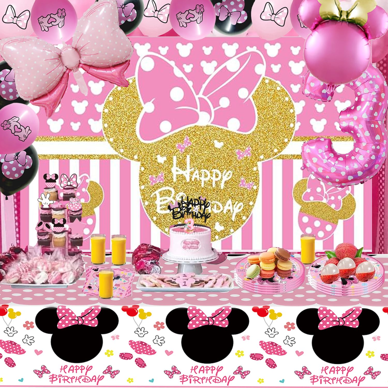 18 pink latex balloons for 3rd birthday celebration